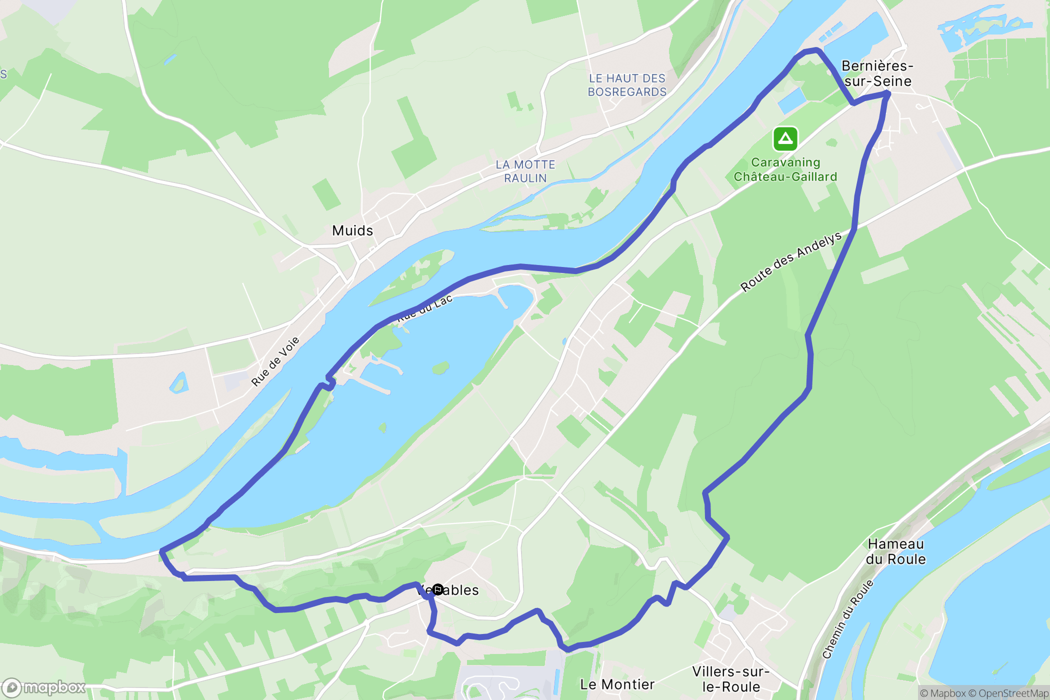 Venables, Les Trois-Lacs : carte du parcours de randonnée - France