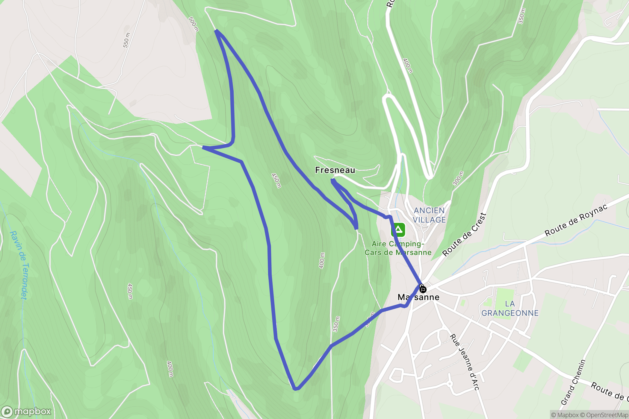 Marsanne : carte du parcours de randonnée - France