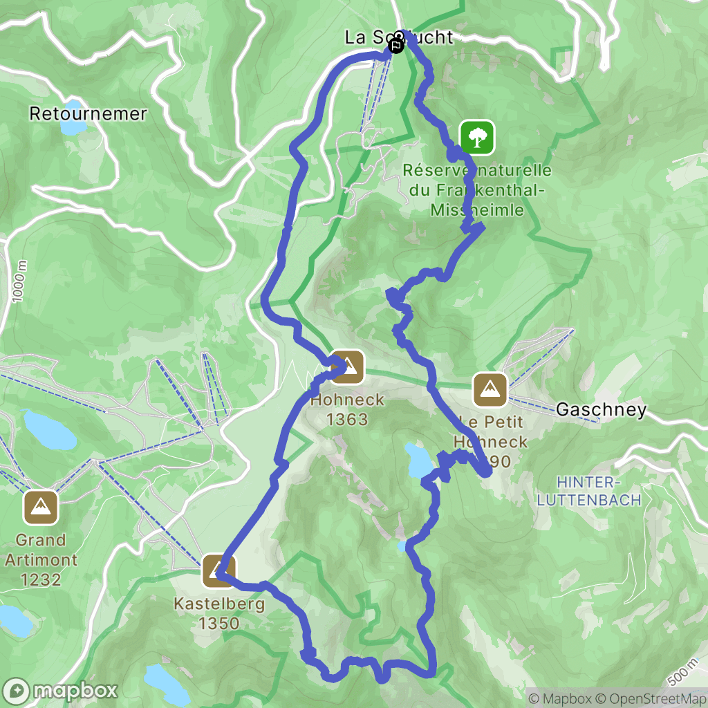 La Schlucht : carte du parcours de randonnée - France