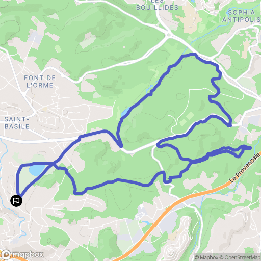 L'Etang, Mougins : carte du parcours de randonnée - France
