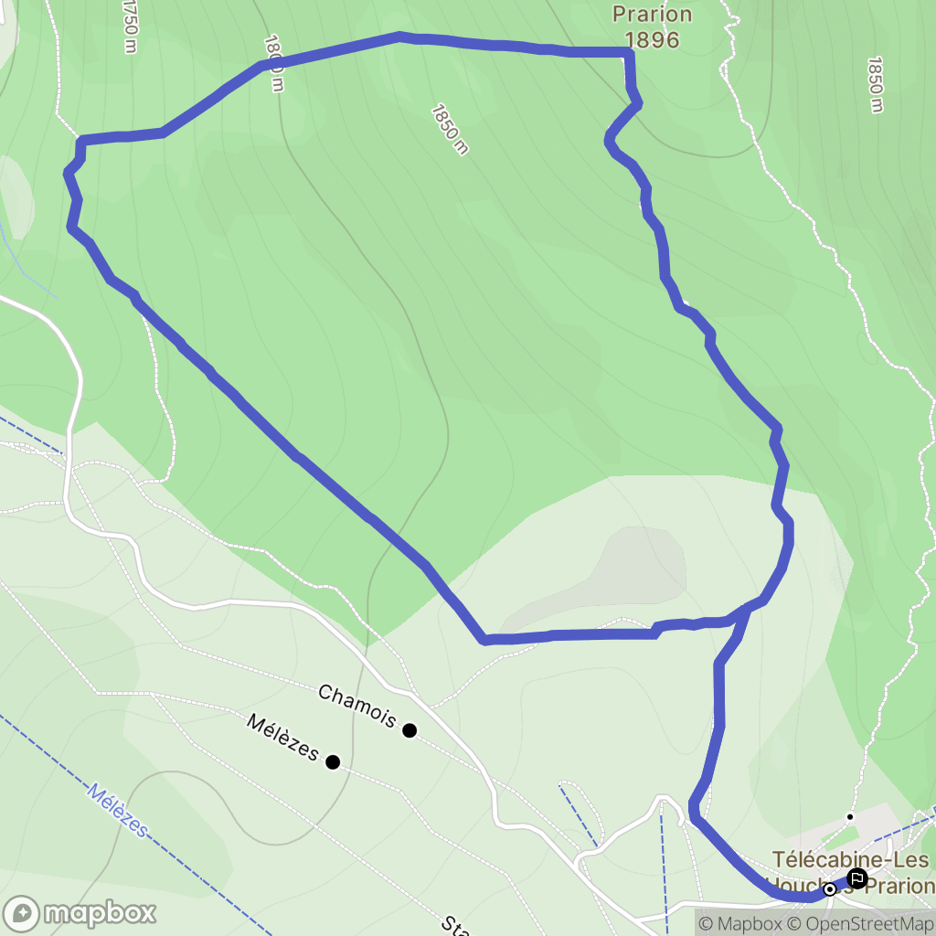 Les Houches : carte du parcours de randonnée - France