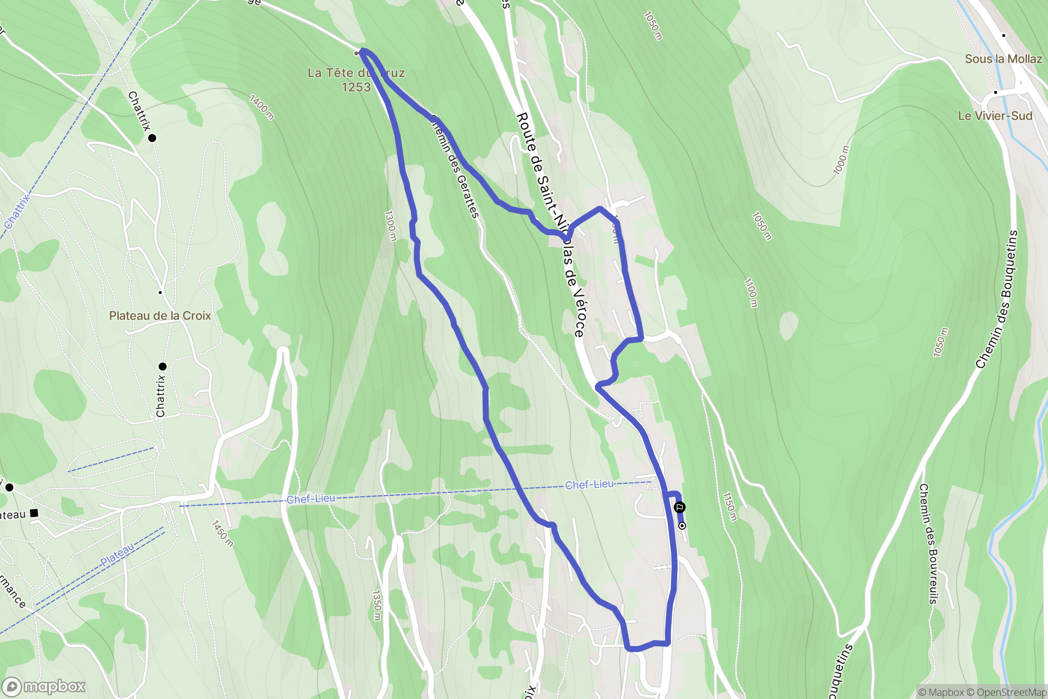 Saint-Nicolas-de-Véroce : carte du parcours de randonnée - France