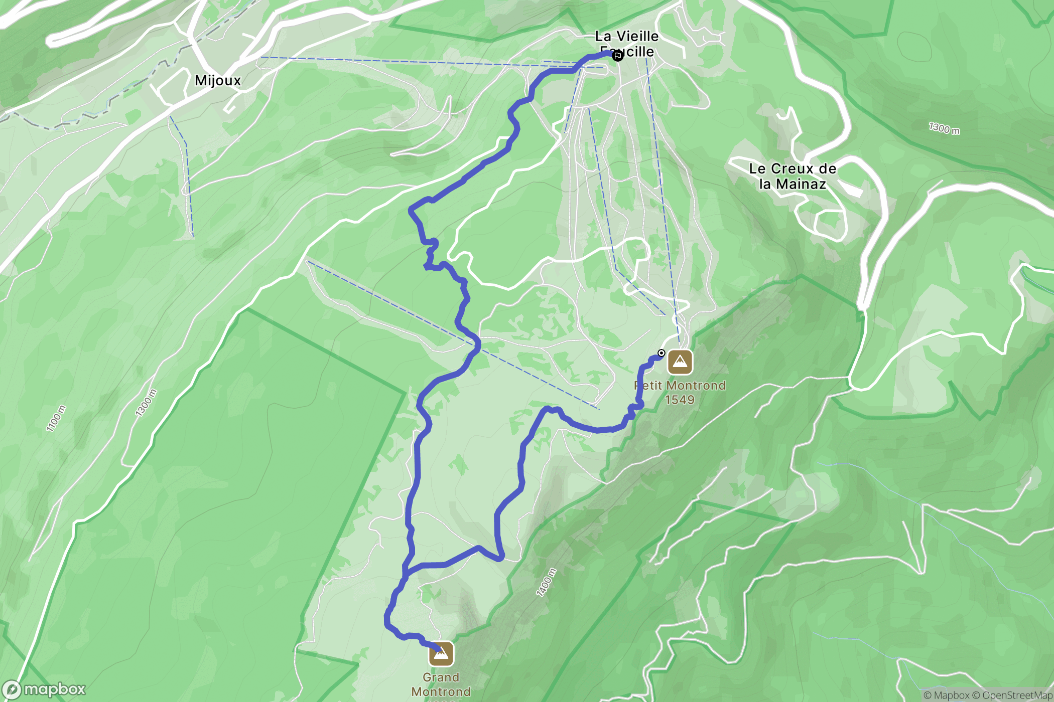 Mijoux-La-Faucille : carte du parcours de randonnée - France