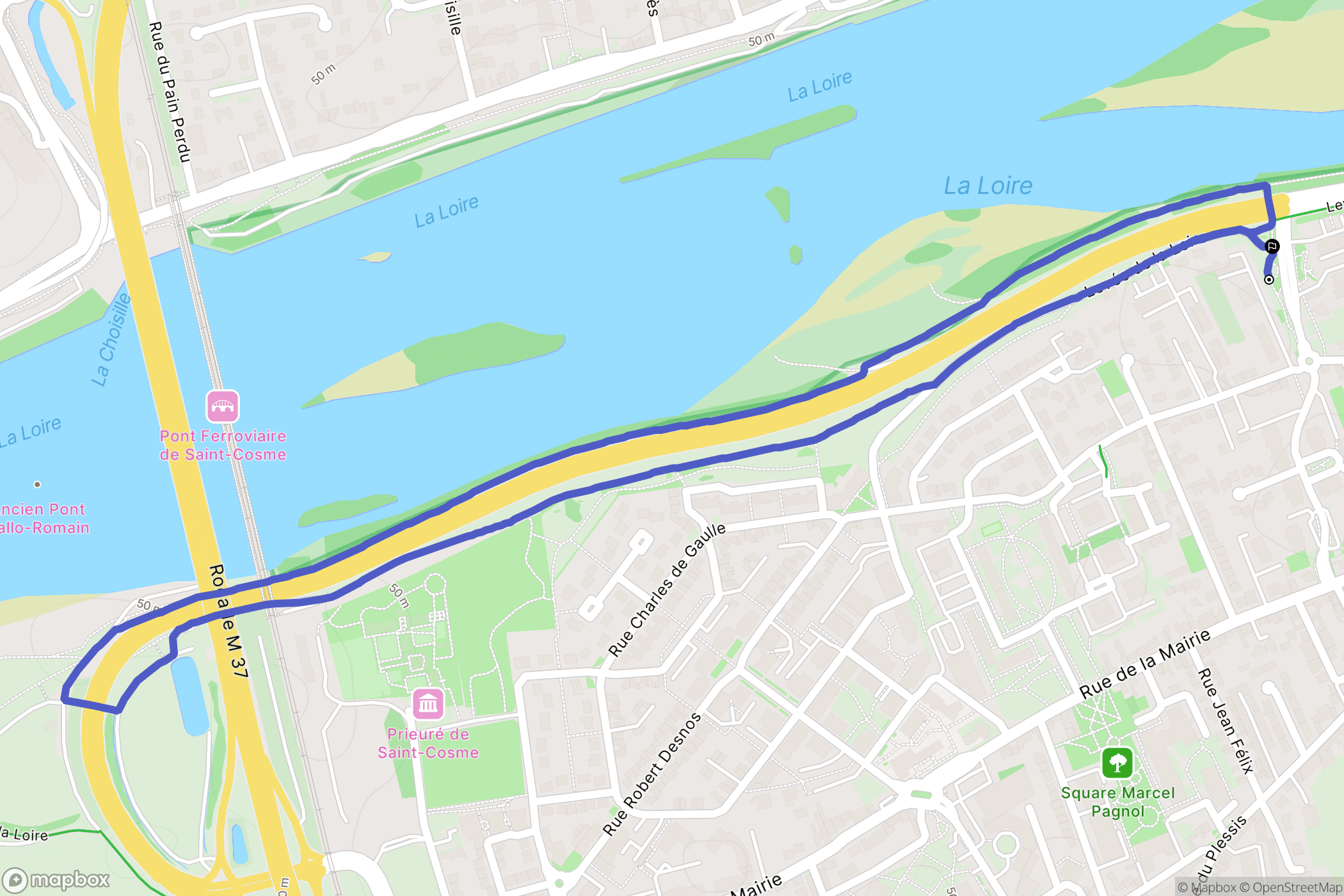 Tours : carte du parcours de randonnée - France