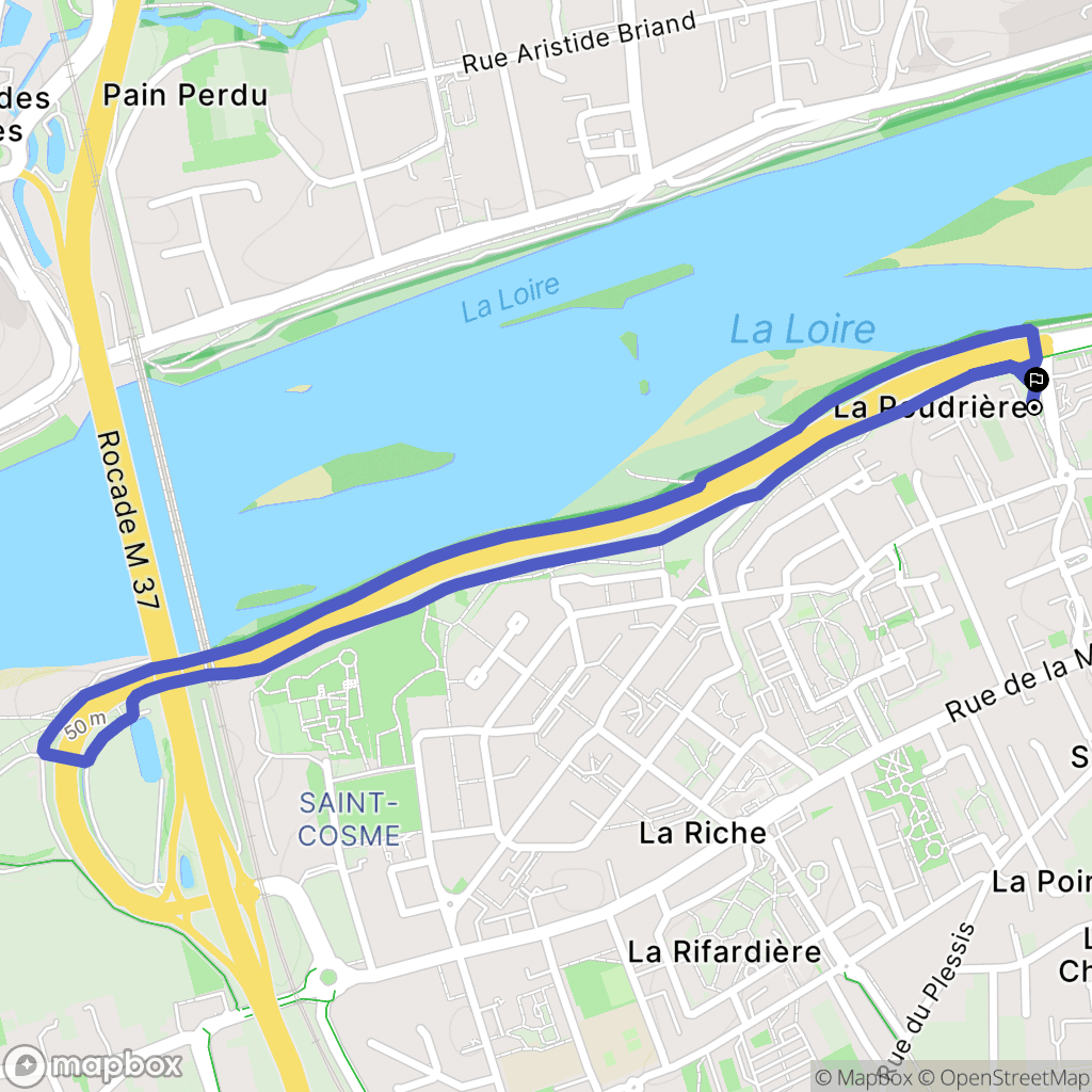 Tours : carte du parcours de randonnée - France