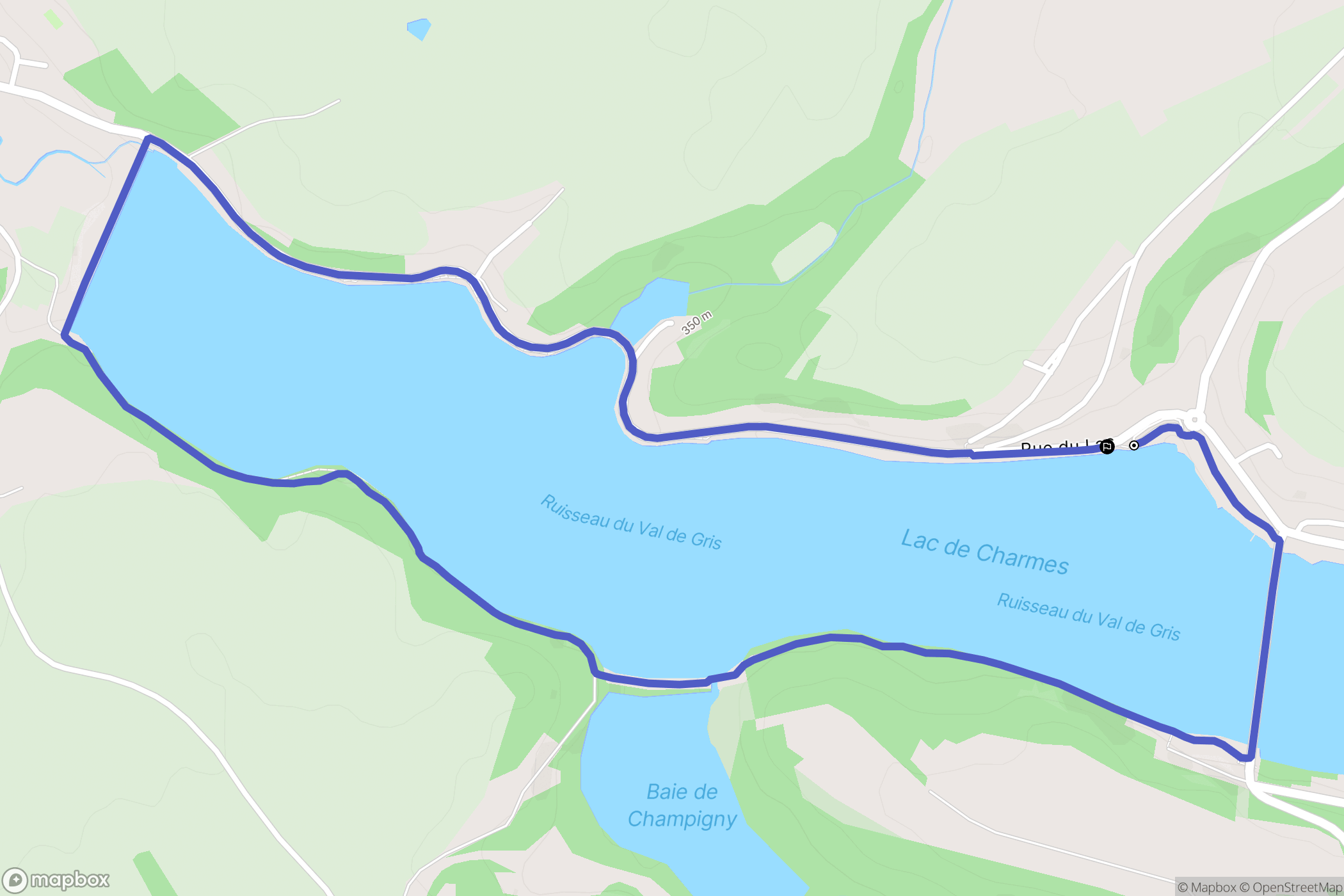 Changey : carte du parcours de randonnée - France