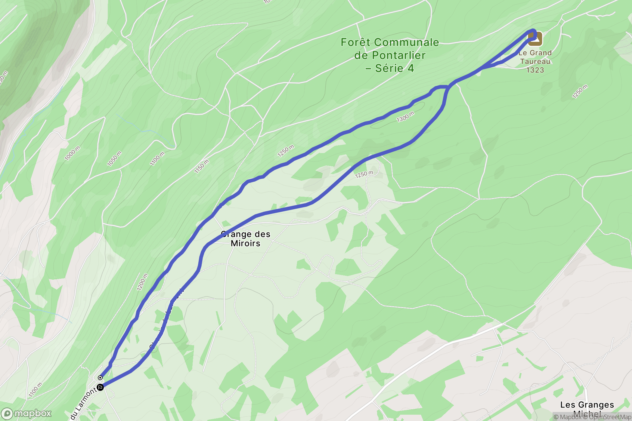 Pontarlier (Le Gounefay) : carte du parcours de randonnée - France