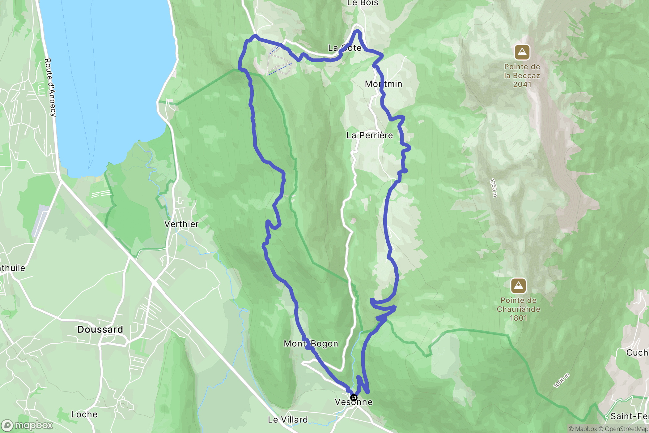 Faverges-Seythenex : carte du parcours de randonnée - France