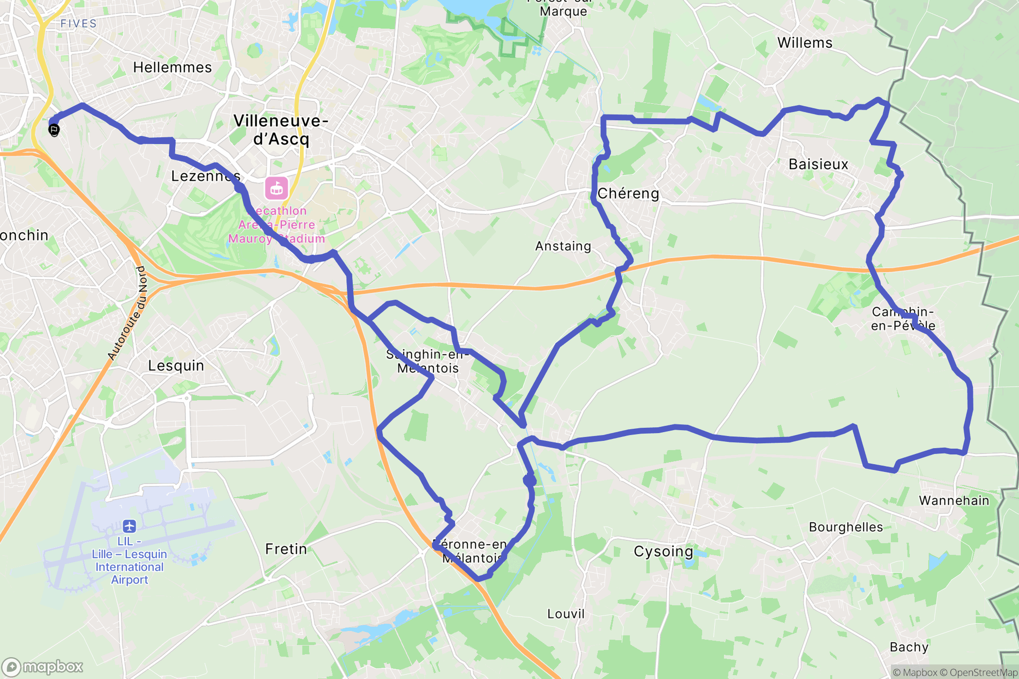 Le Petit Maroc, Lille : carte du parcours de randonnée - France
