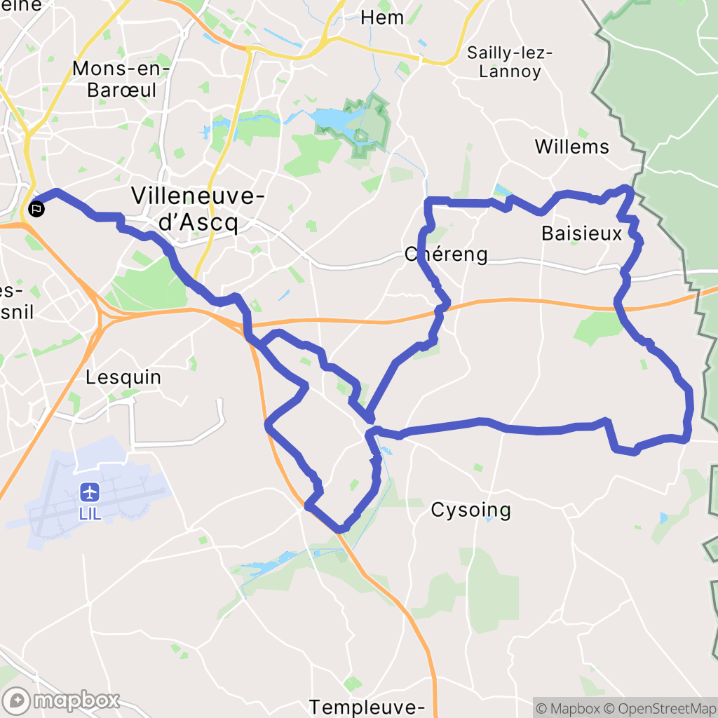 Le Petit Maroc, Lille : carte du parcours de randonnée - France