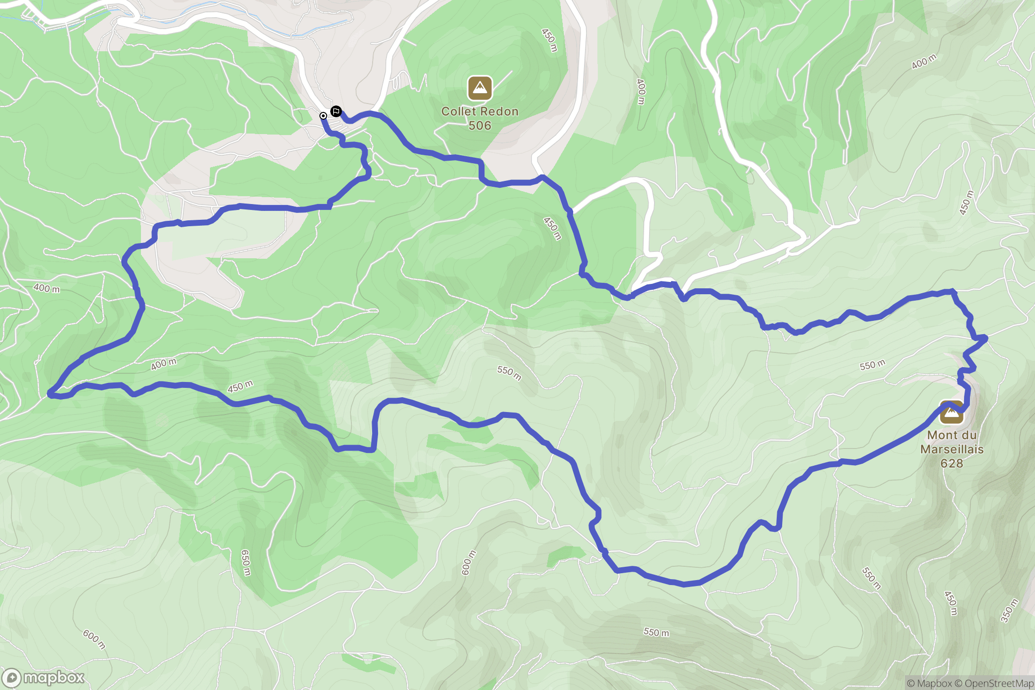 Peypin : carte du parcours de randonnée - France