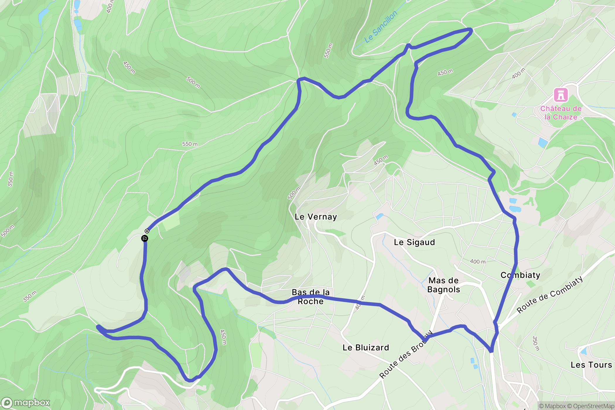 Quincié-en-Beaujolais : carte du parcours de randonnée - France