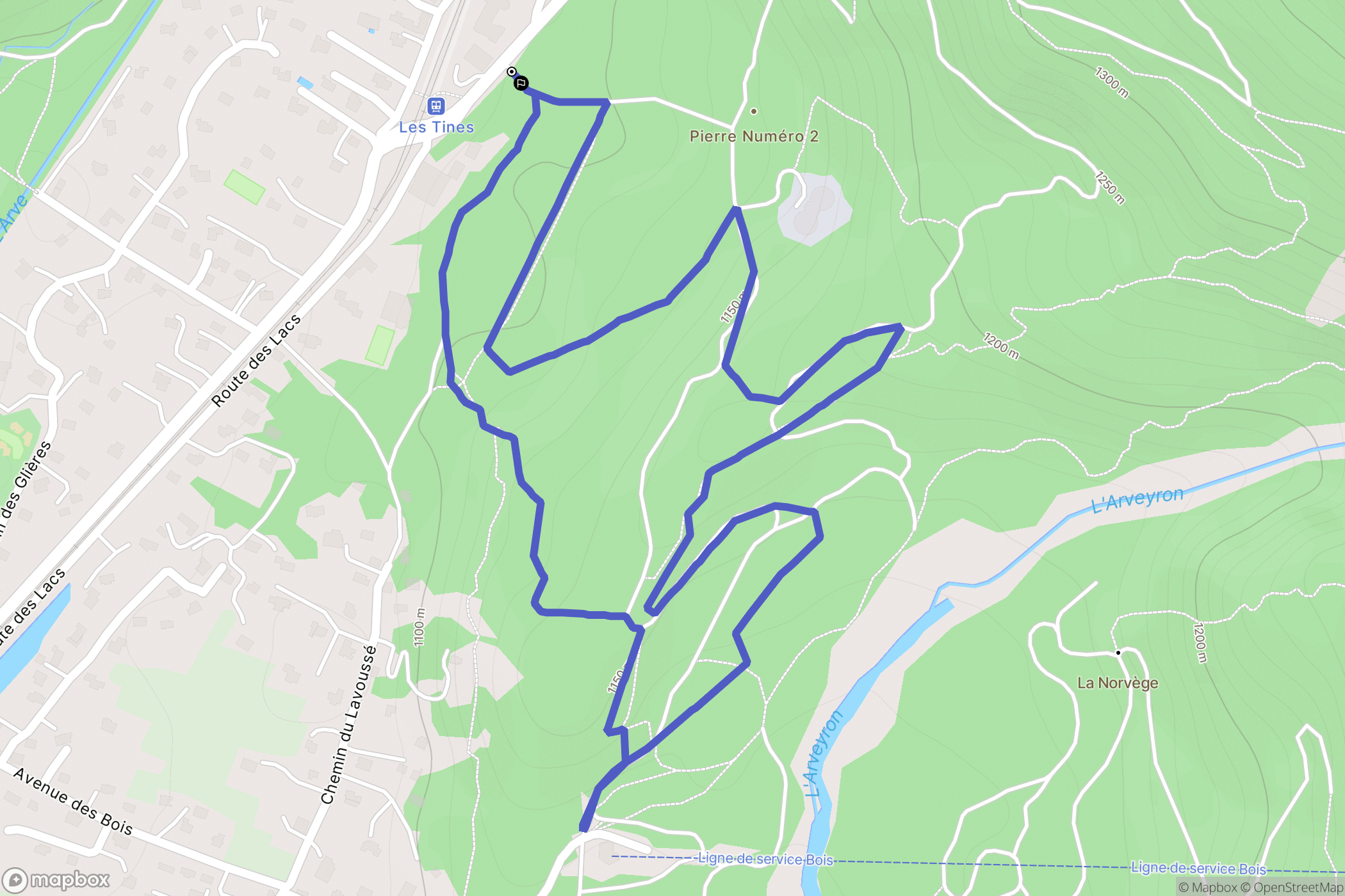 Chamonix : carte du parcours de randonnée - France