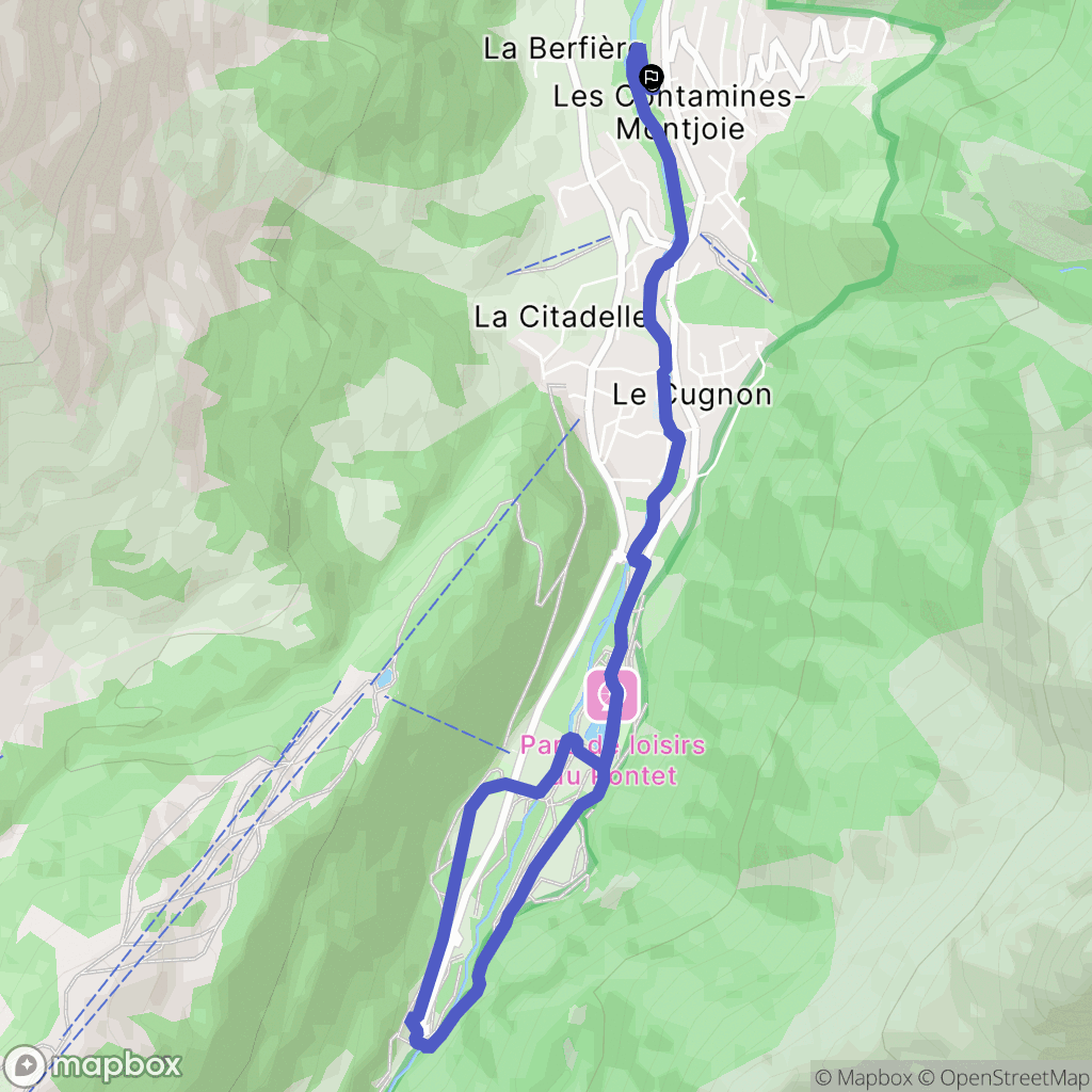 Les Contamines-Monjoie : carte du parcours de randonnée - France