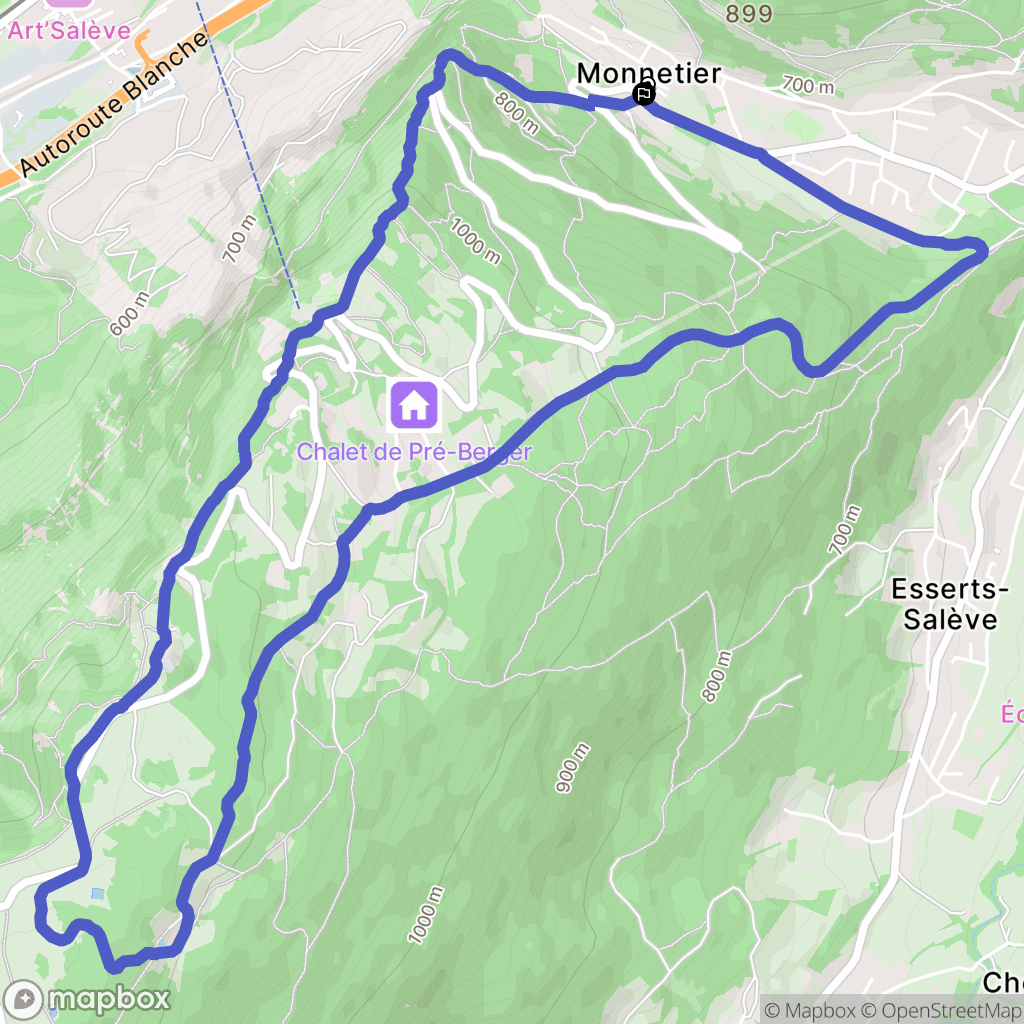 Monnetier : carte du parcours de randonnée - France