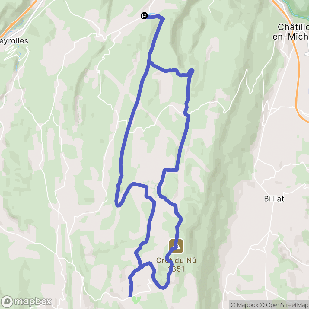 Le Poizat-Lalleyriat : carte du parcours de randonnée - France