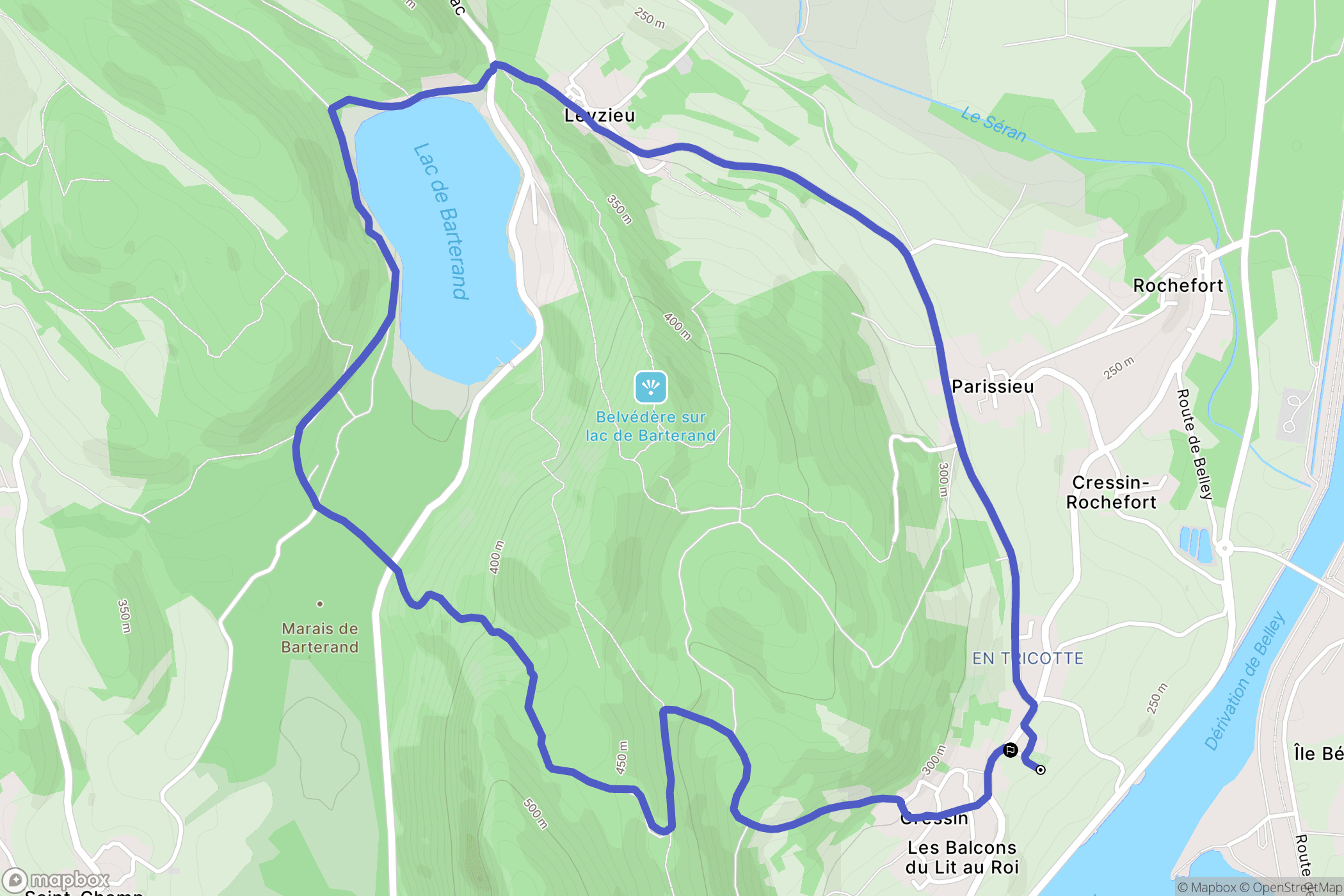 Cressin-Rochefort : carte du parcours de randonnée - France