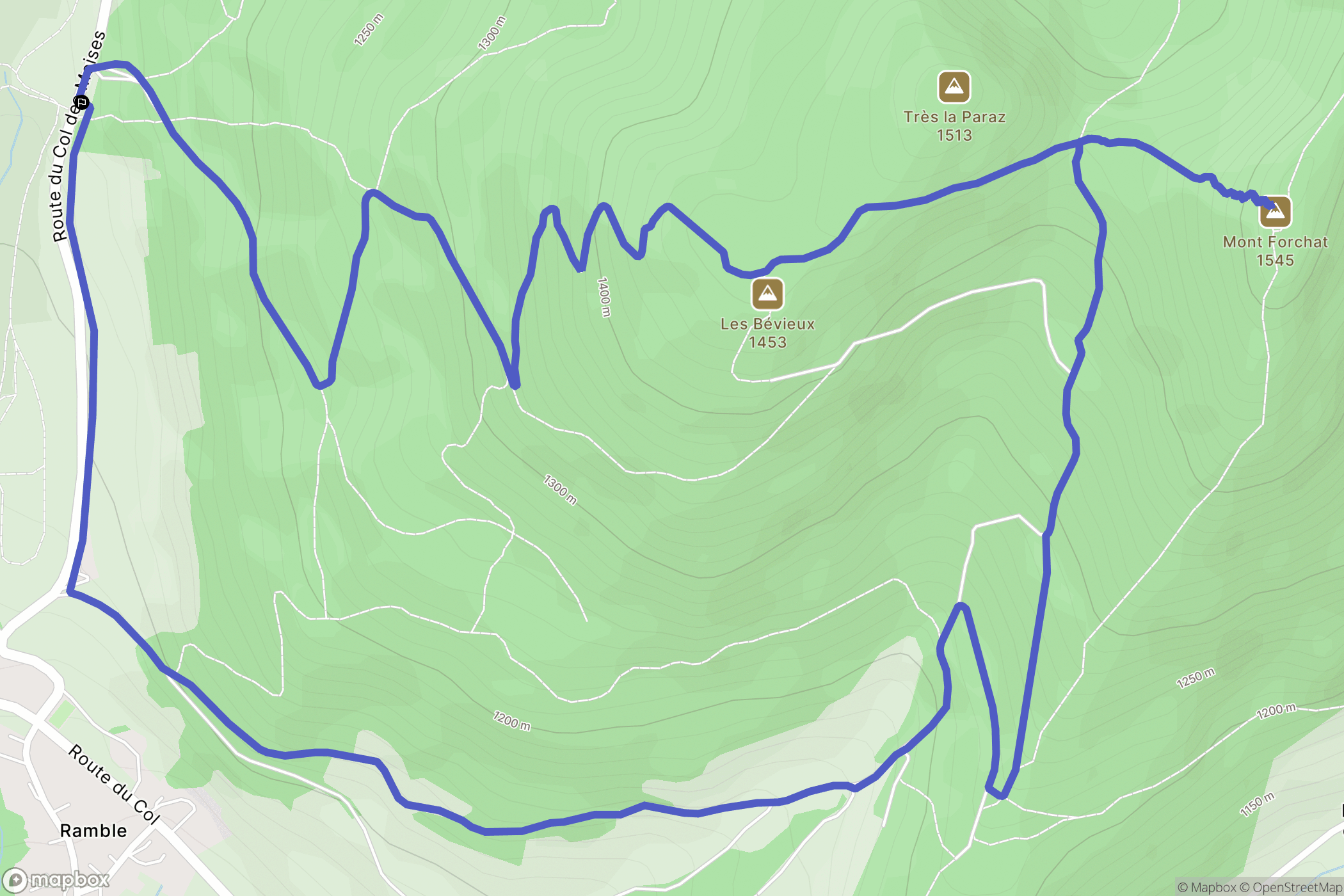 Habère-Poche : carte du parcours de randonnée - France