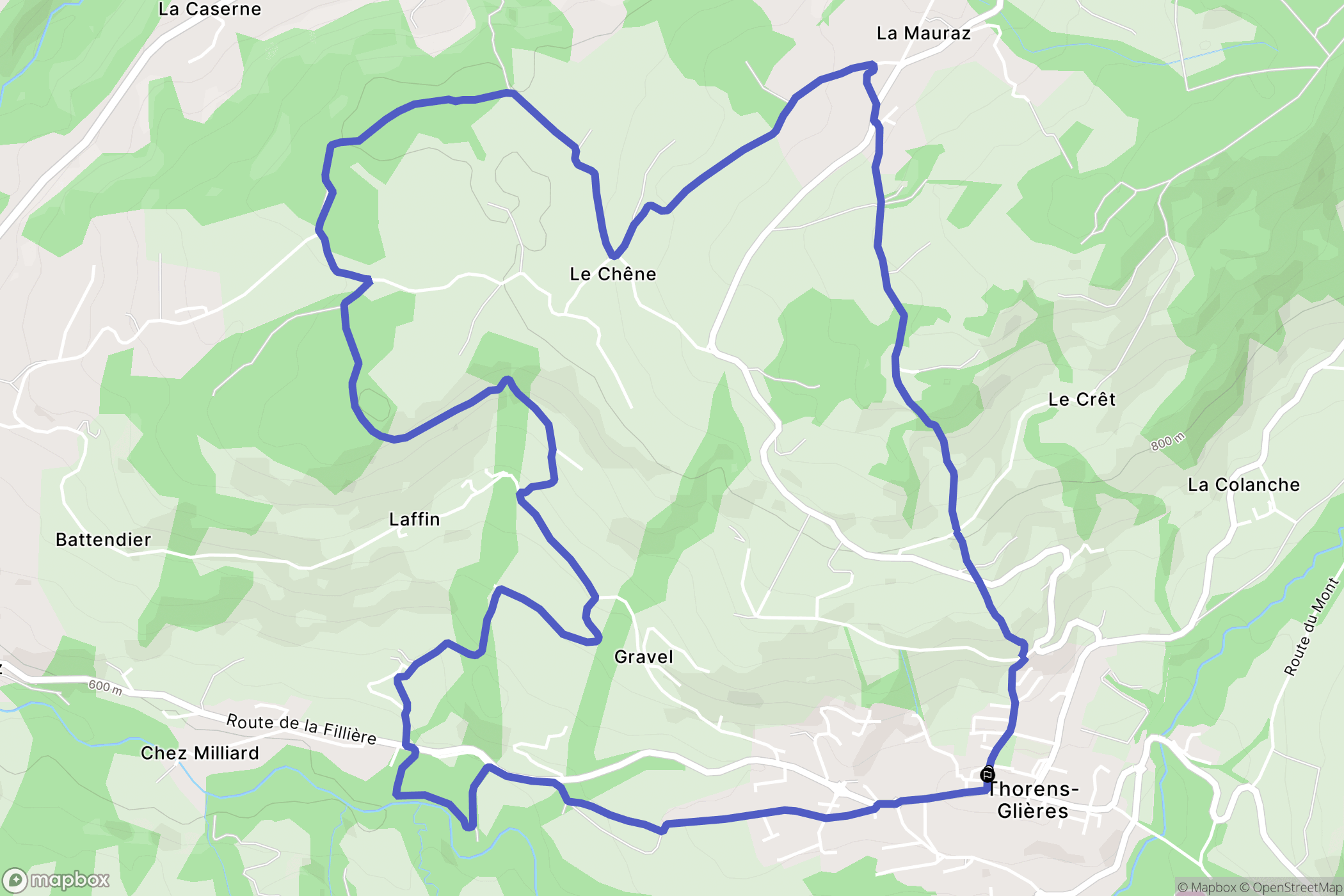 Fillières (Thorens-Glières) : carte du parcours de randonnée - France