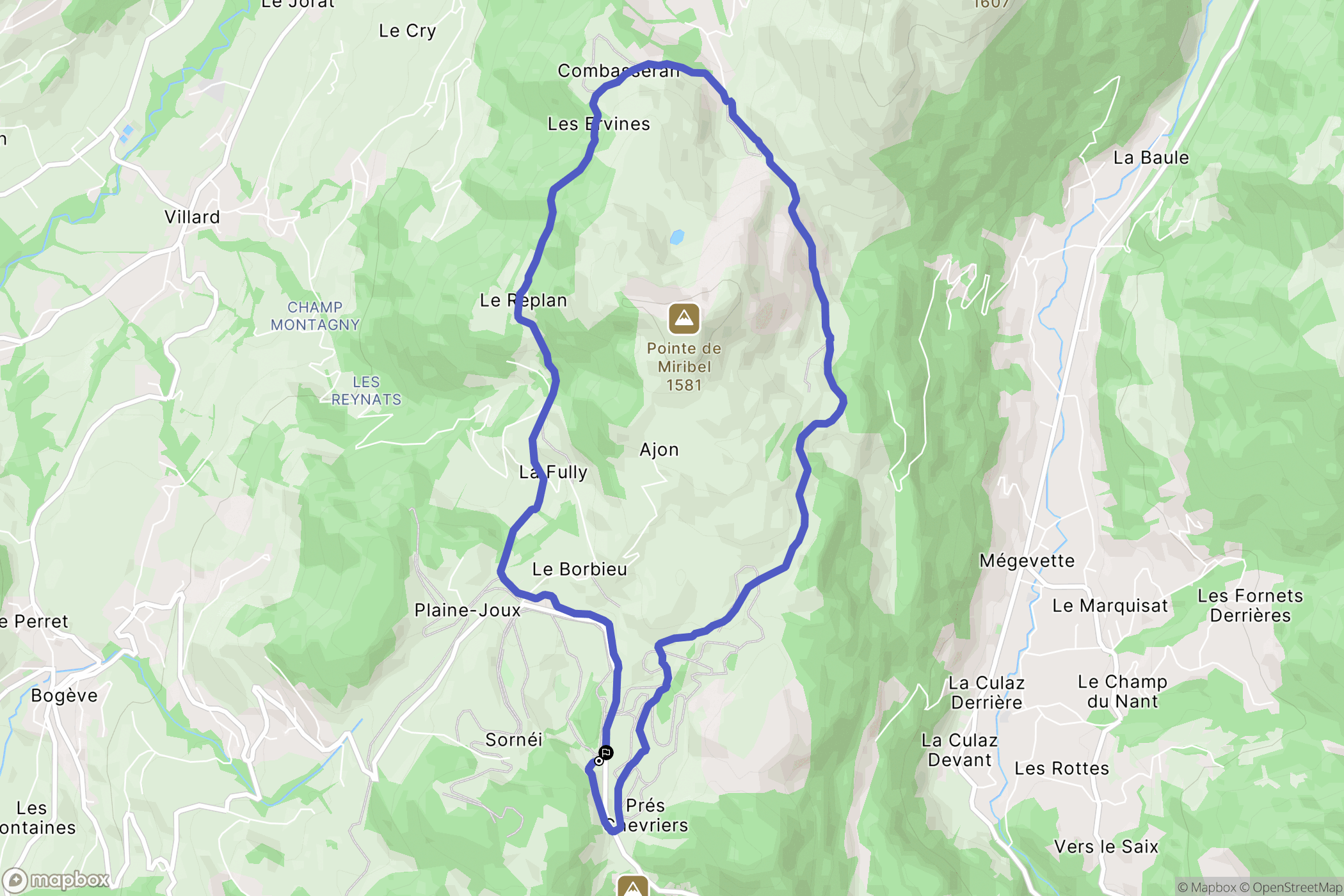 Plaine Joux, Bogève : carte du parcours de randonnée - France