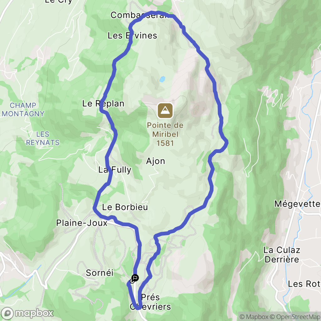 Plaine Joux, Bogève : carte du parcours de randonnée - France
