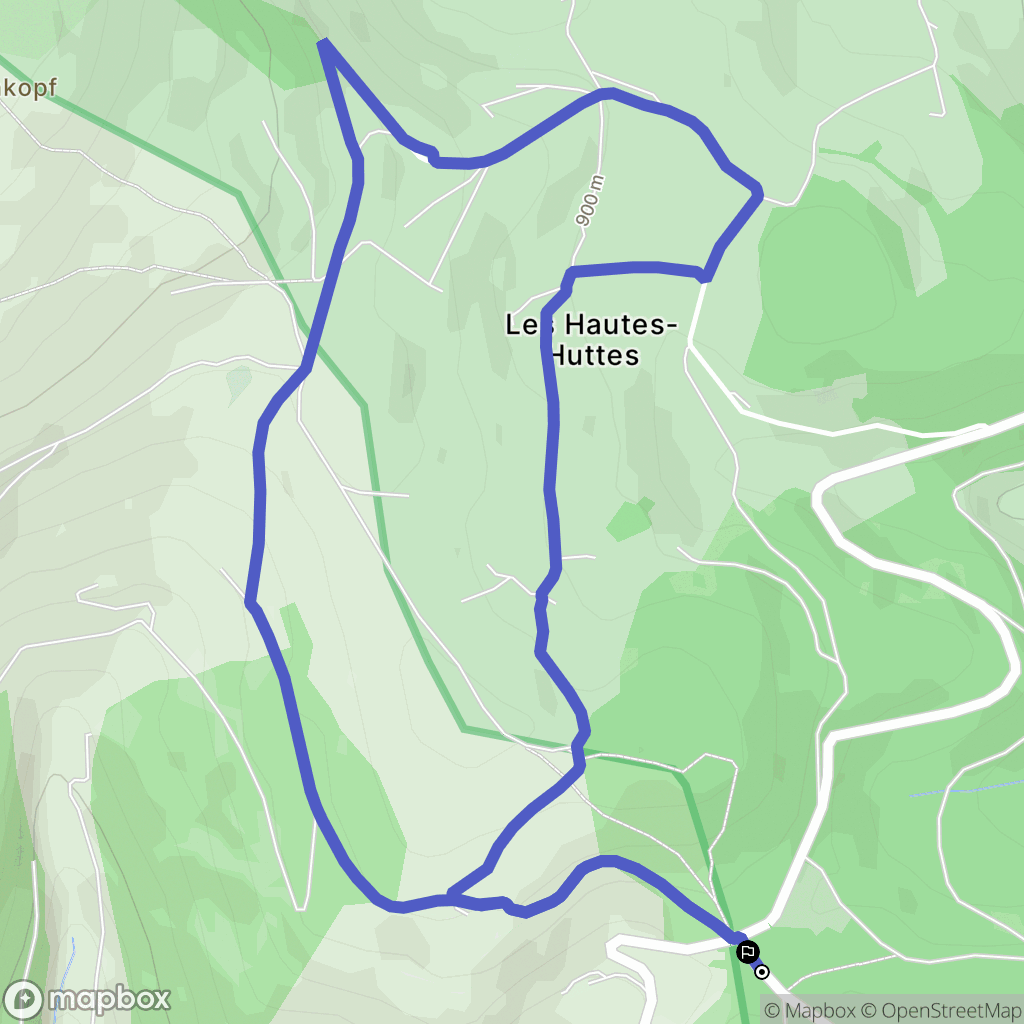Les Hautes-Huttes, Orbey : carte du parcours de randonnée - France
