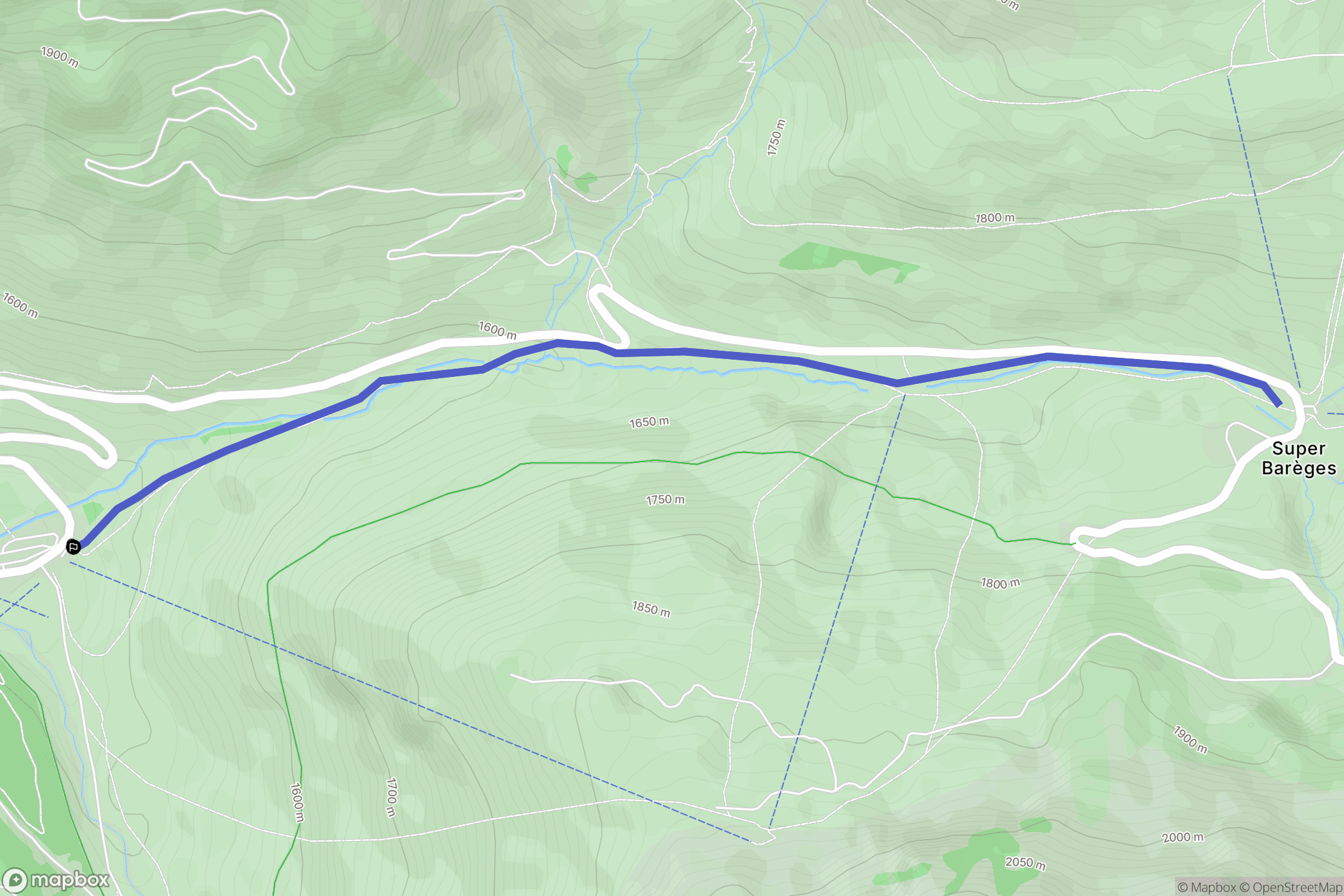 Super-Barèges : carte du parcours de randonnée - France