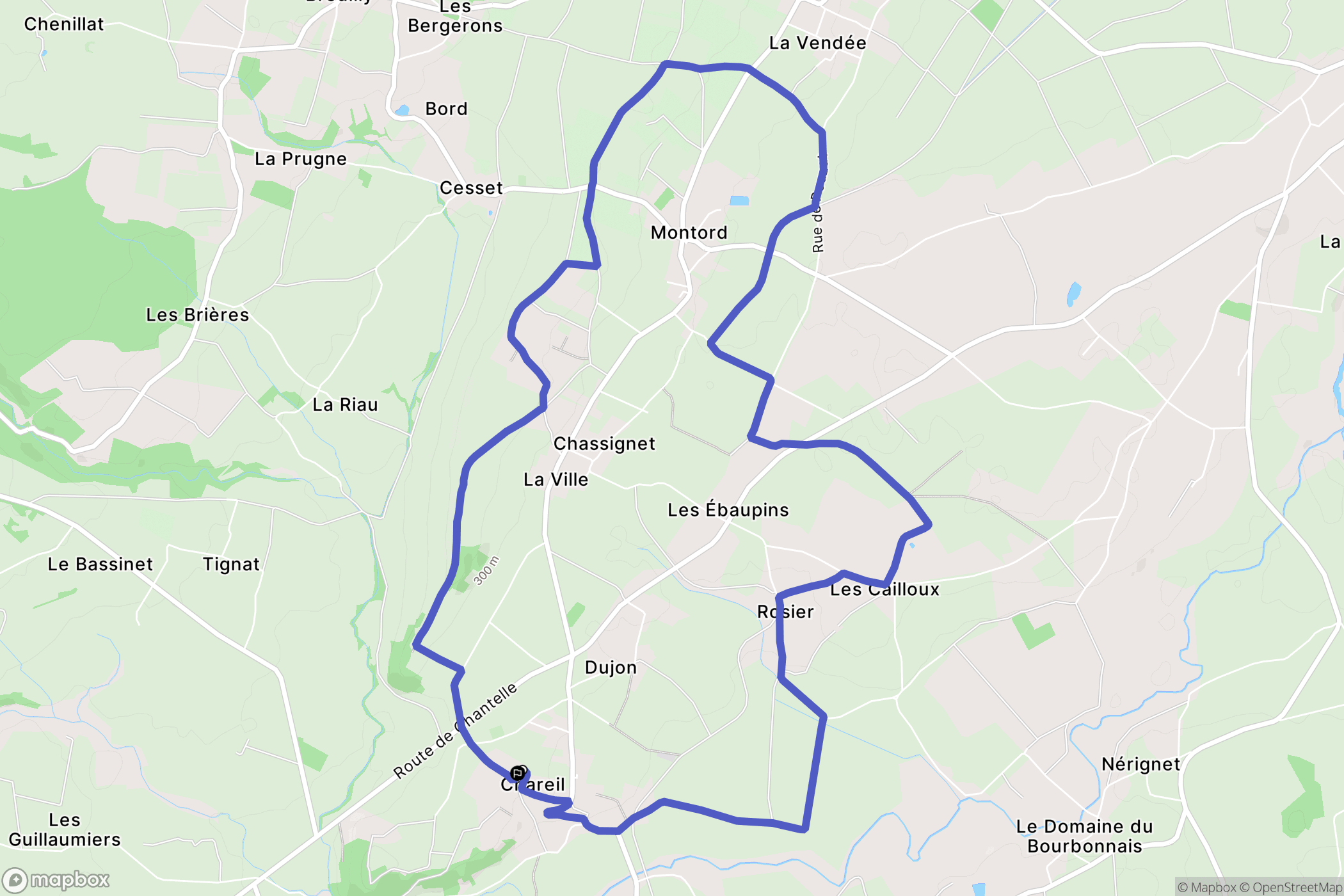 Chareil : carte du parcours de randonnée - France