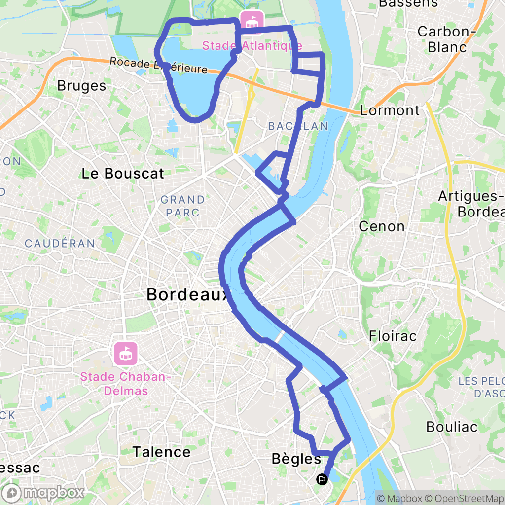 Bègles : carte du parcours de randonnée - France