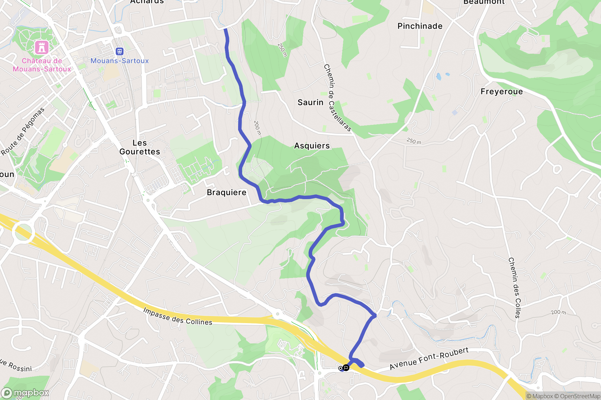 Mouans-Sartoux : carte du parcours de randonnée - France