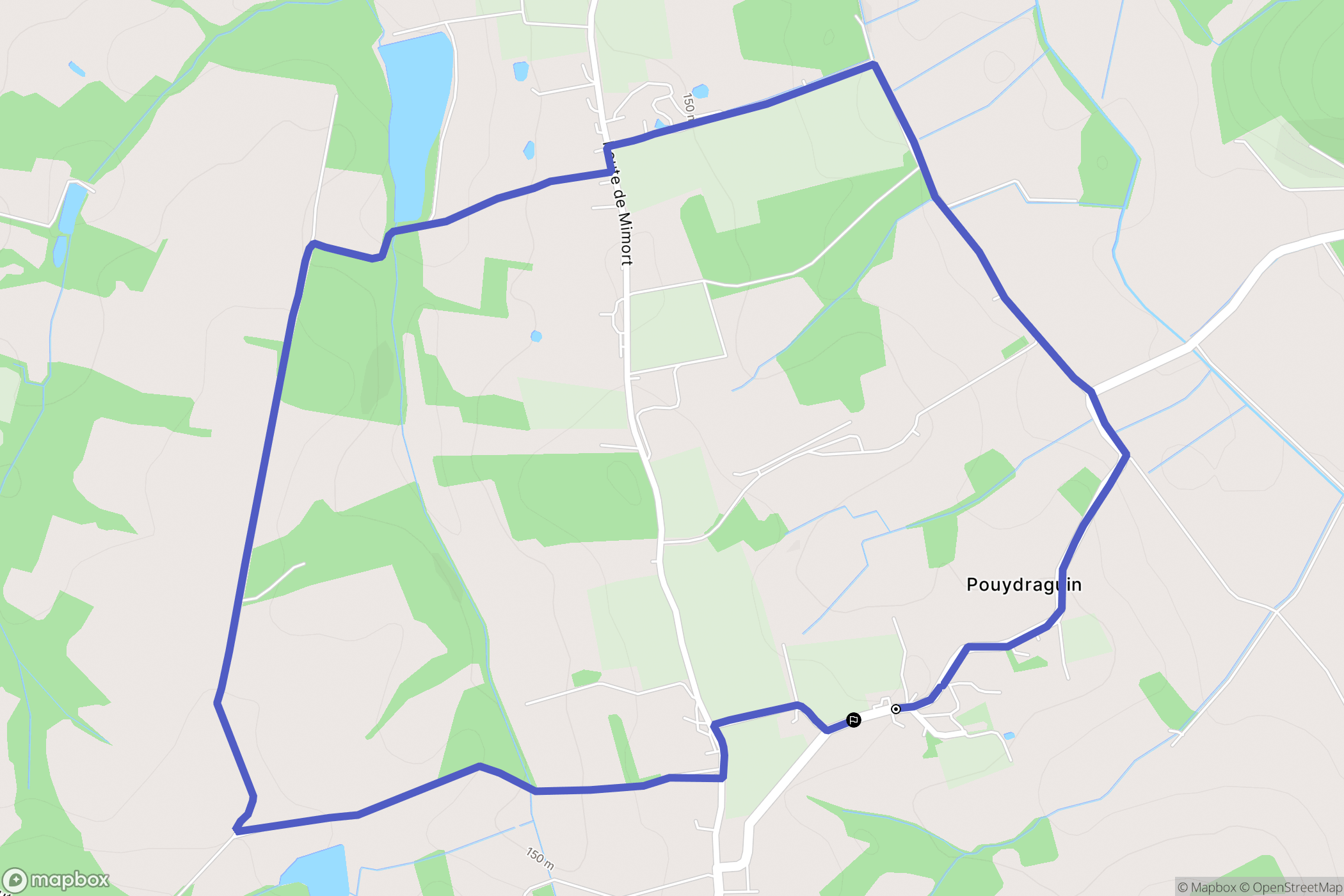 Pouydraguin, Riscle : carte du parcours de randonnée - France