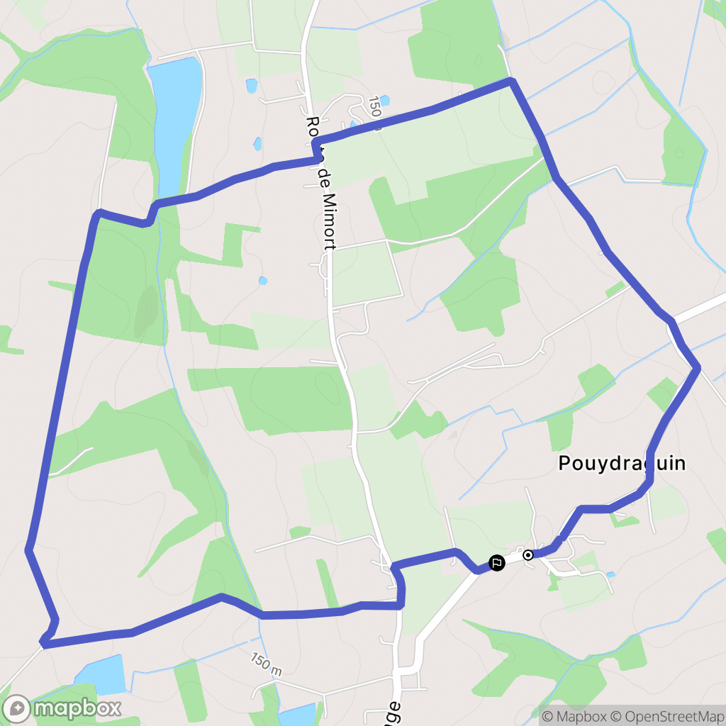 Pouydraguin, Riscle : carte du parcours de randonnée - France