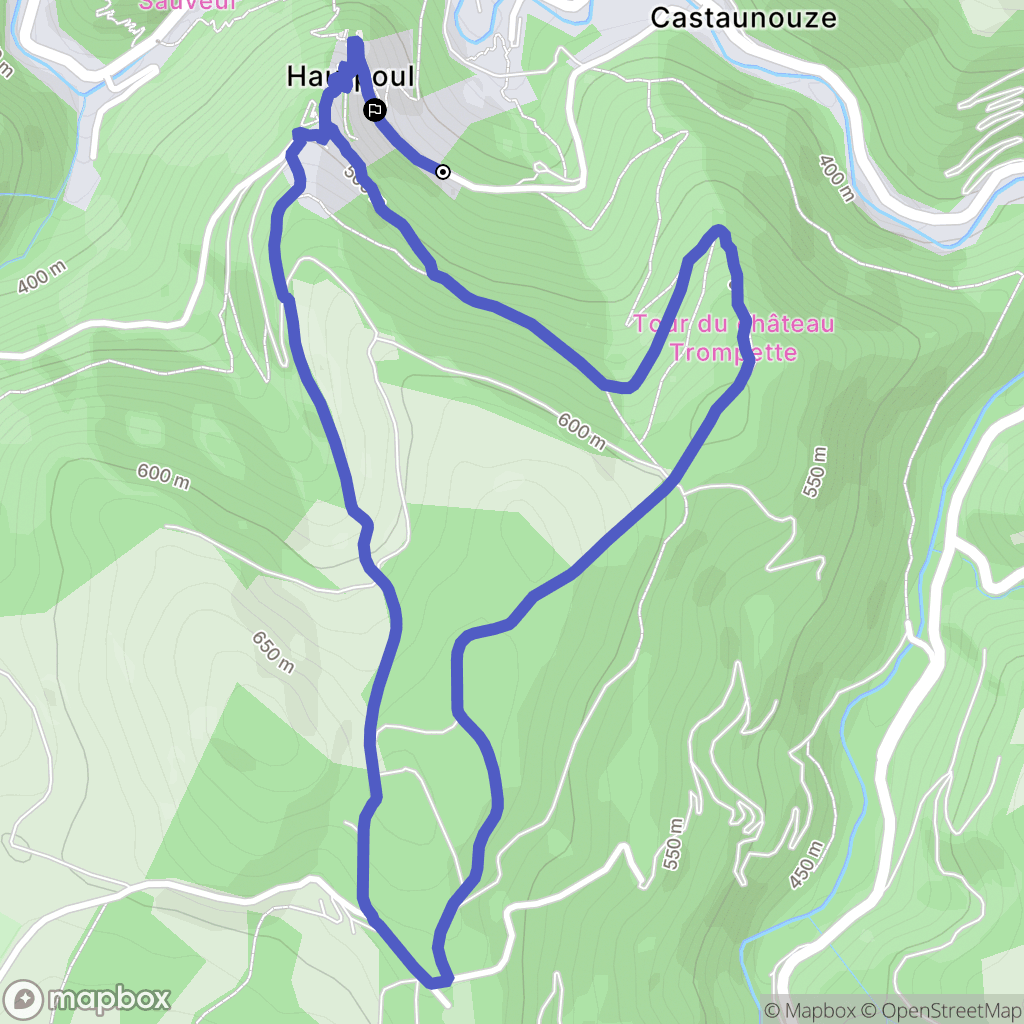 Hautpoul,Mazamet : carte du parcours de randonnée - France