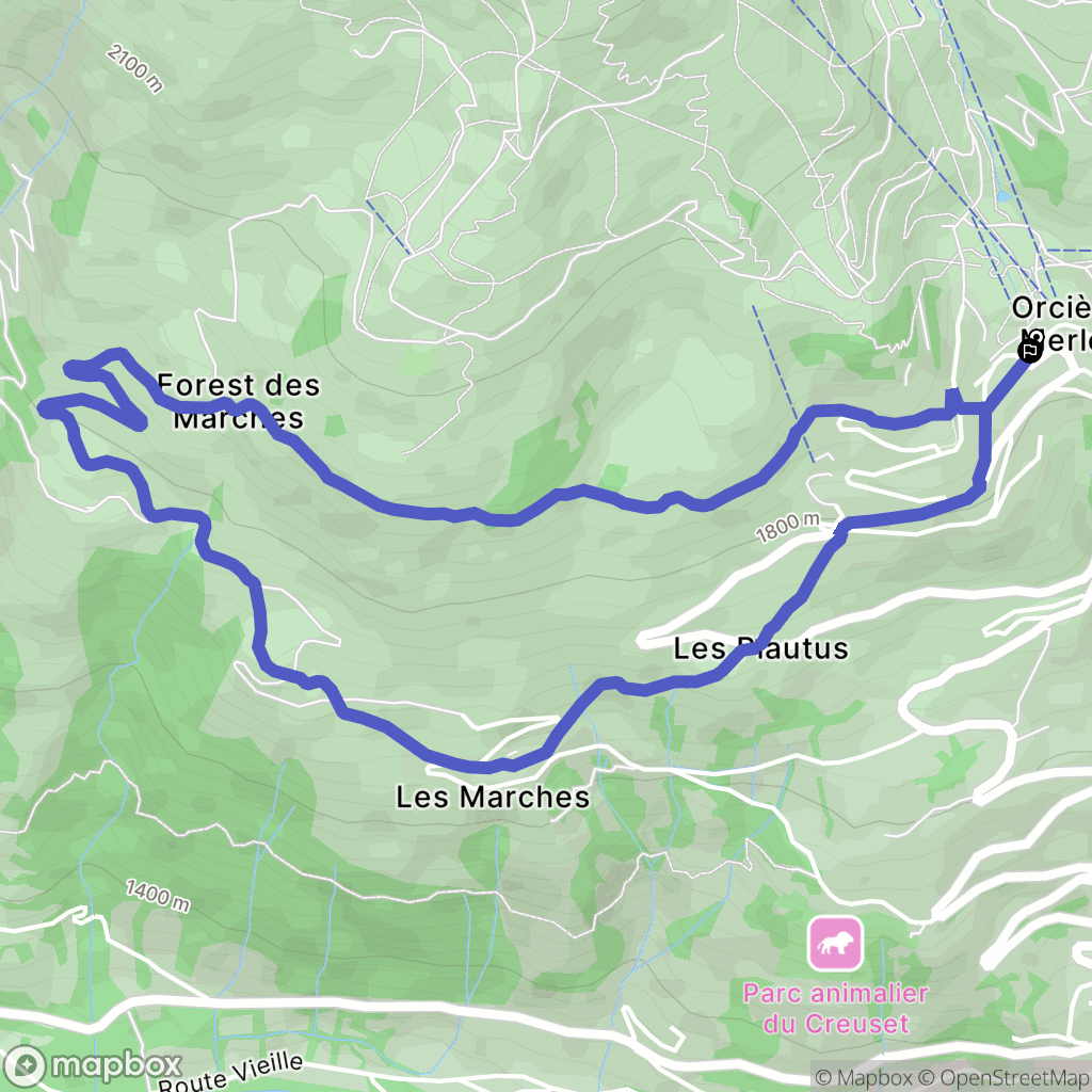 Orcières-Merlette : carte du parcours de randonnée - France