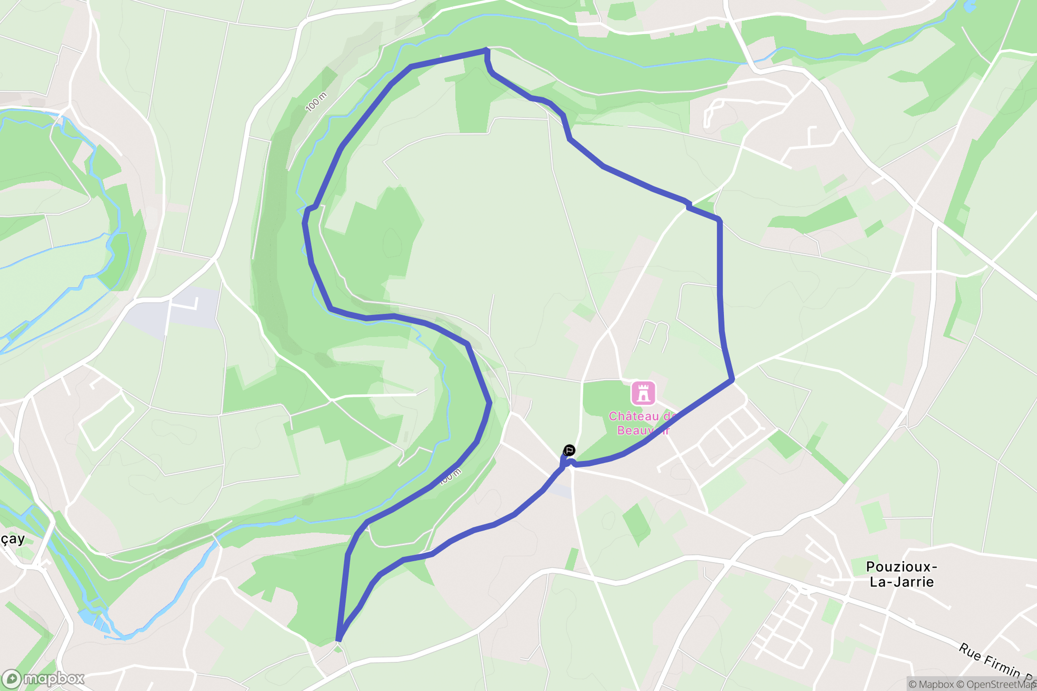 Migné-Auxances; Quinçay : carte du parcours de randonnée - France