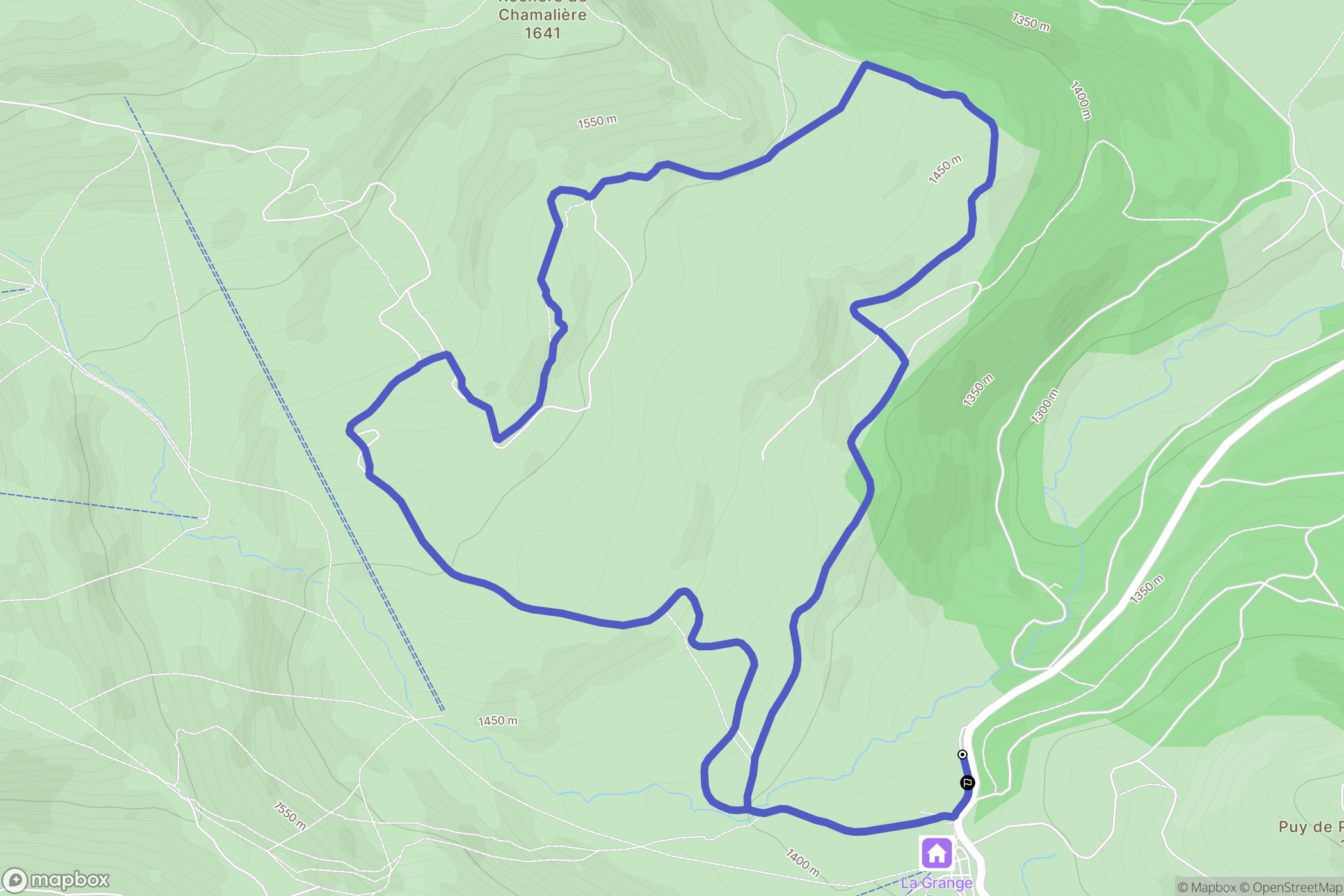 Prat-de-Bouc : carte du parcours de randonnée - France