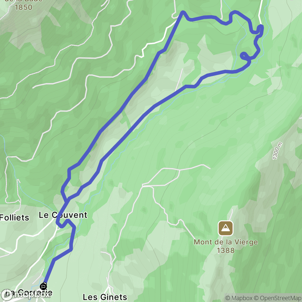 Aillon-le-Jeune - La Correrie : carte du parcours de randonnée - France