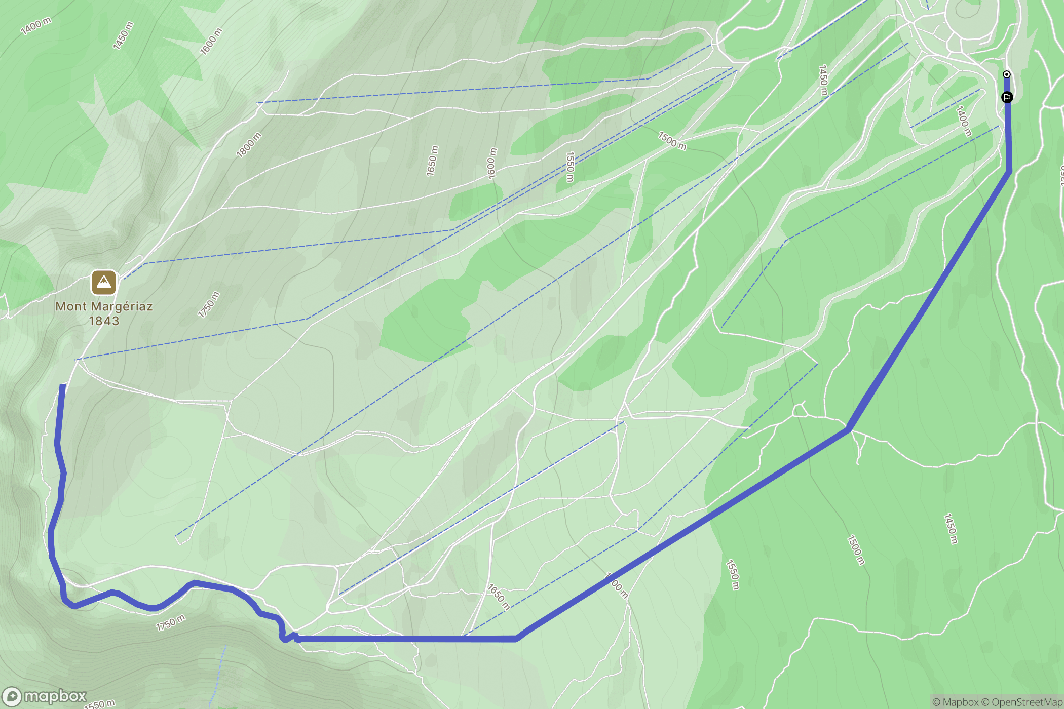 Station du Margériaz : carte du parcours de randonnée - France