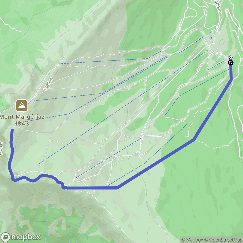 Station du Margériaz : carte du parcours de randonnée - France
