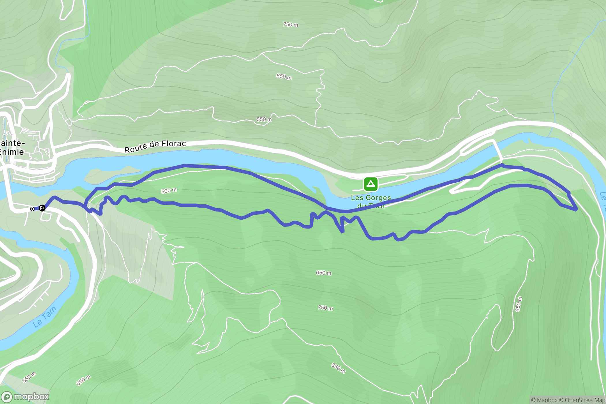 Sainte-Enimie : carte du parcours de randonnée - France