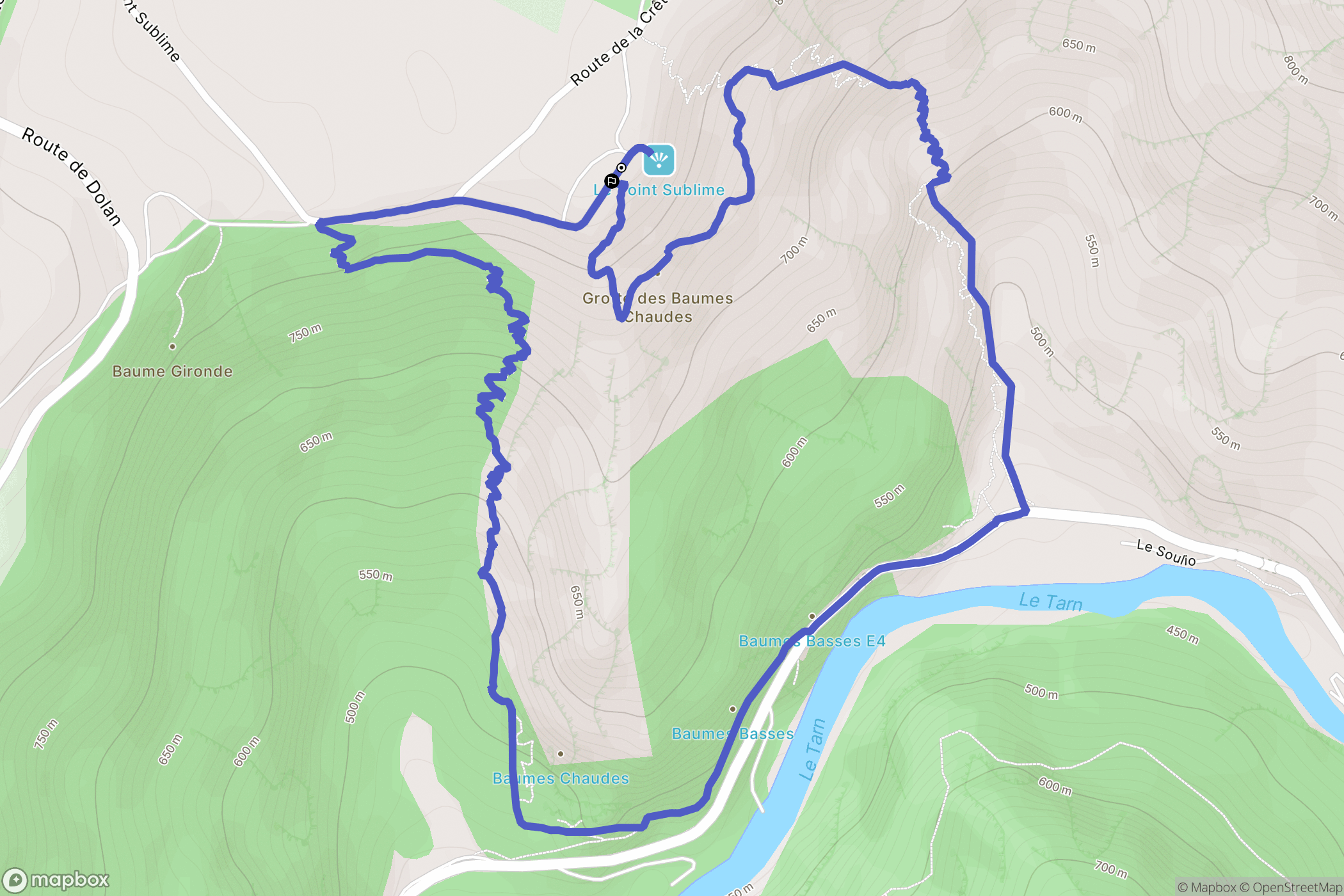 Saint-Georges-de-Lévéjac : carte du parcours de randonnée - France