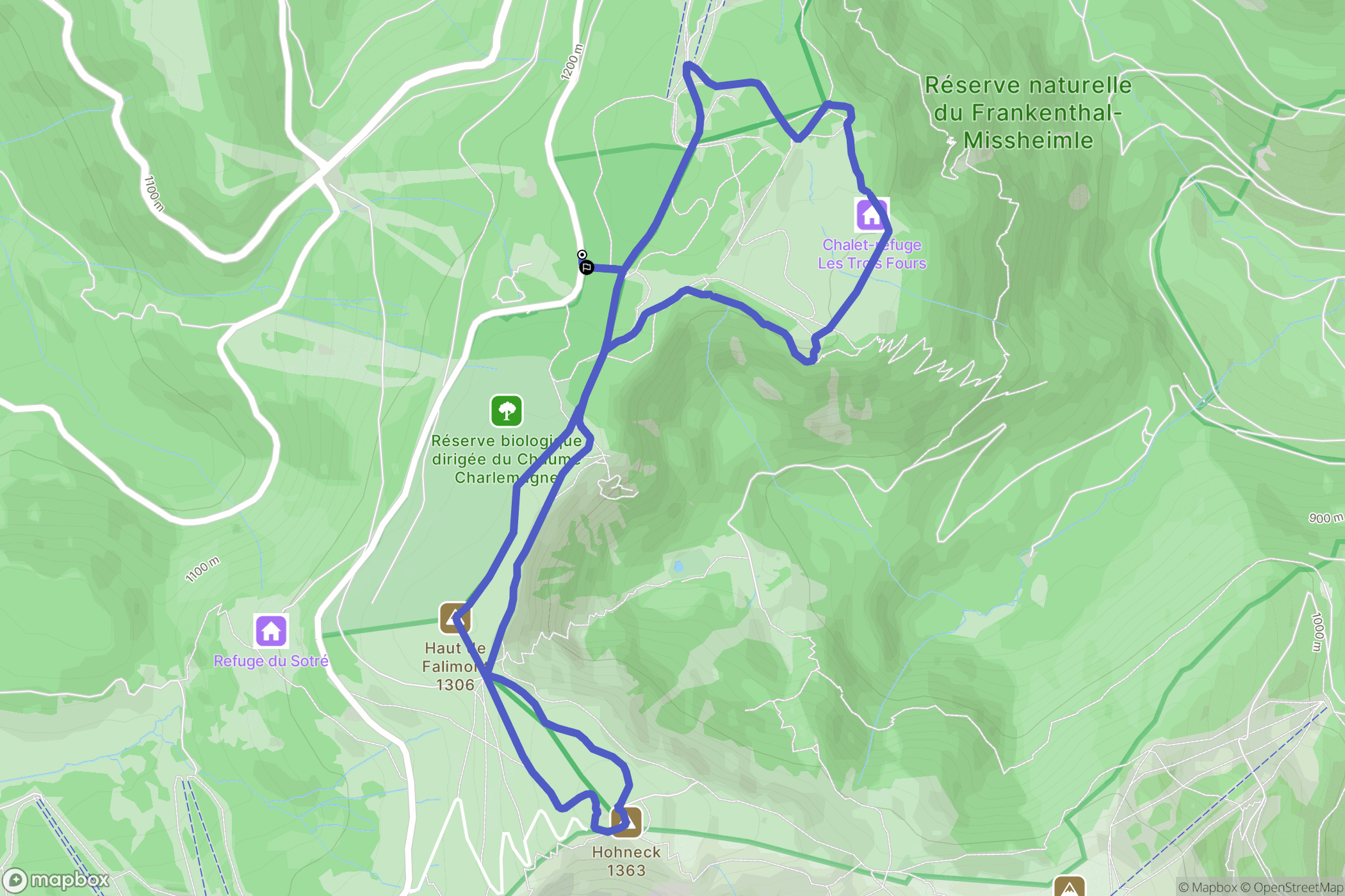 Gerardmer : carte du parcours de randonnée - France