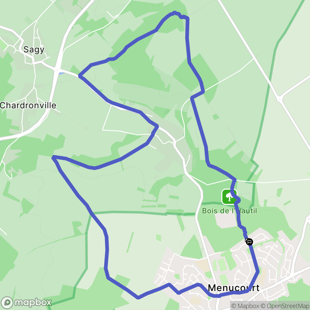 Menucourt, Cergy : carte du parcours de randonnée - France
