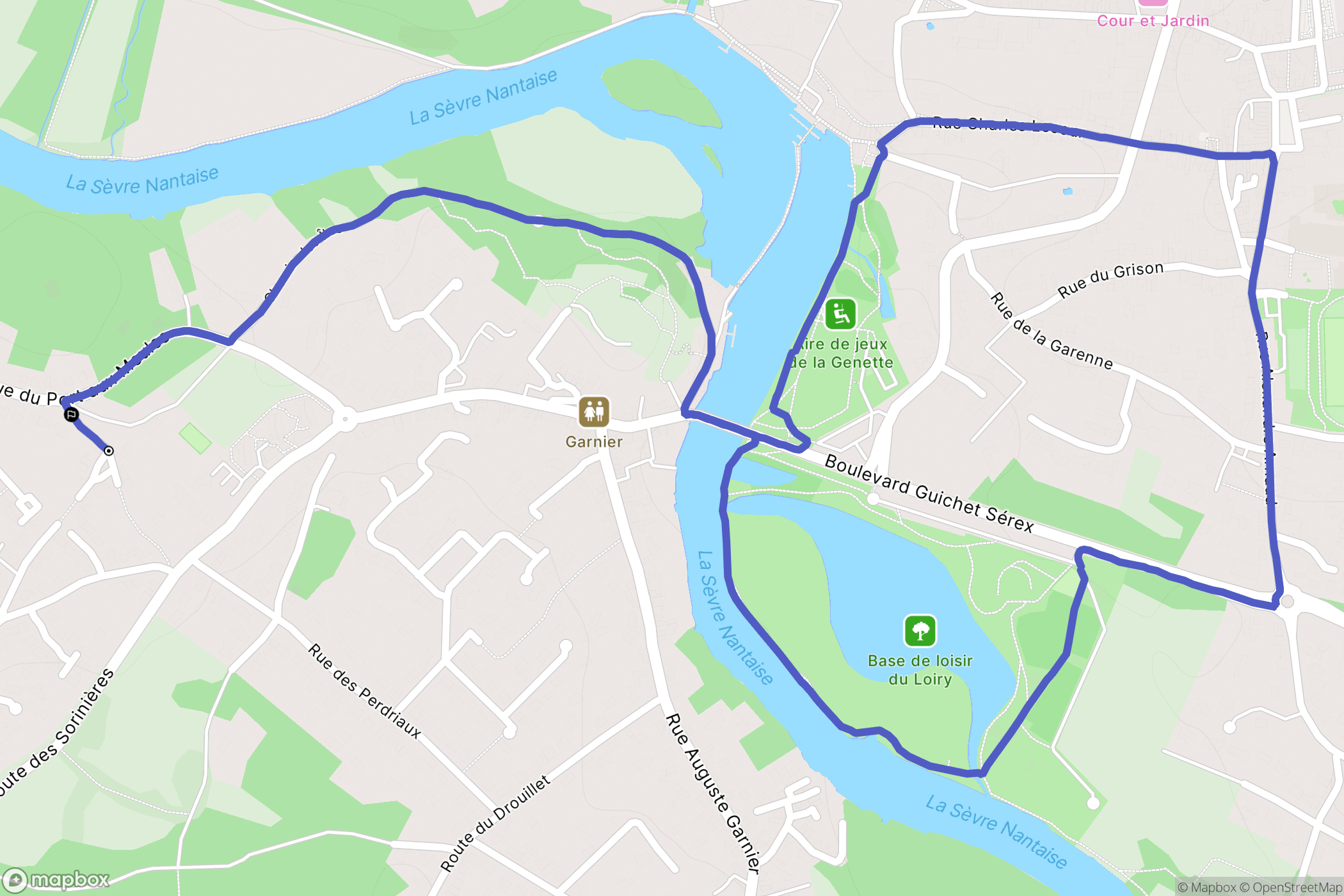 Vertou, Nantes : carte du parcours de randonnée - France