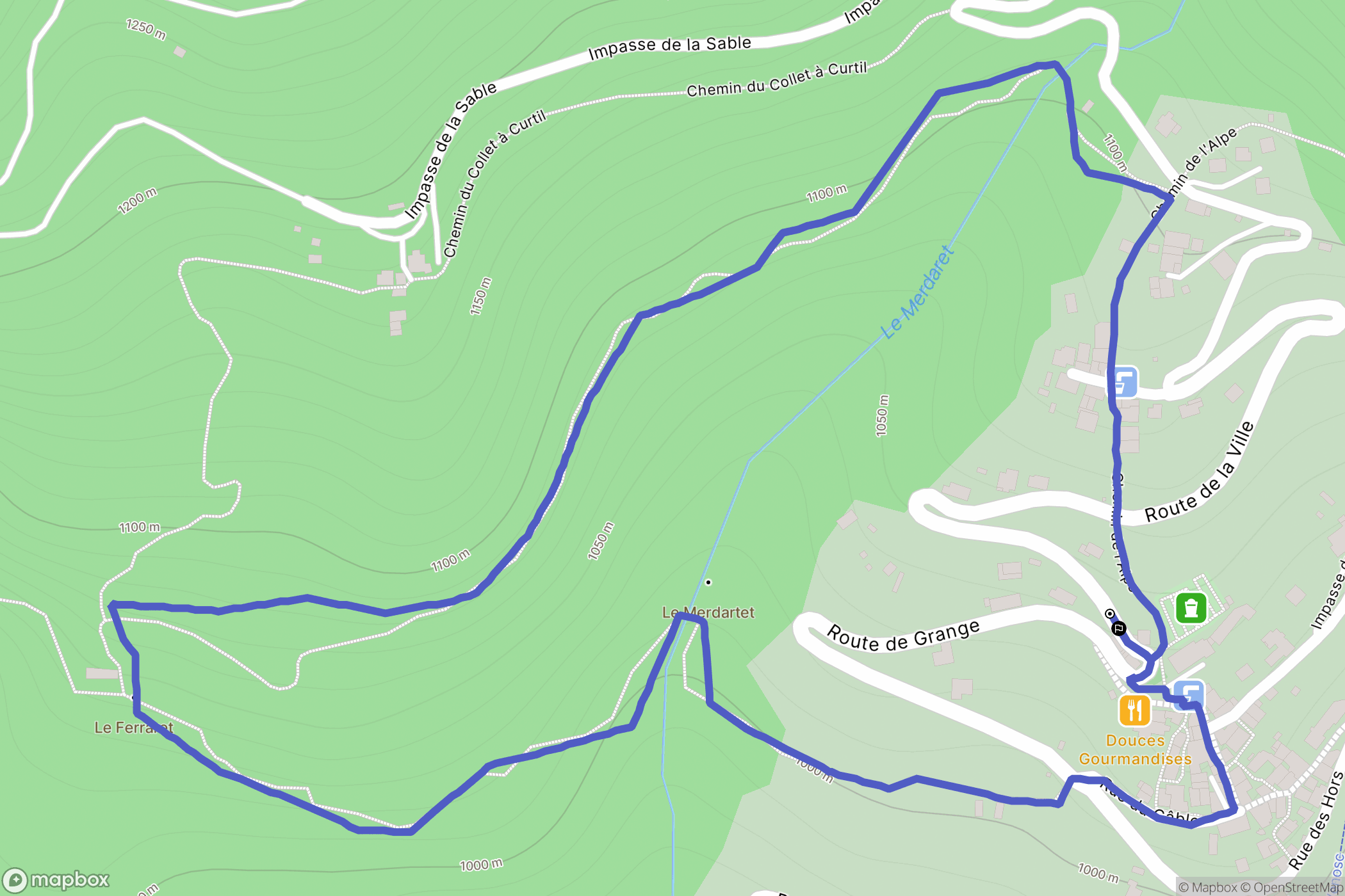 Vénosc : carte du parcours de randonnée - France