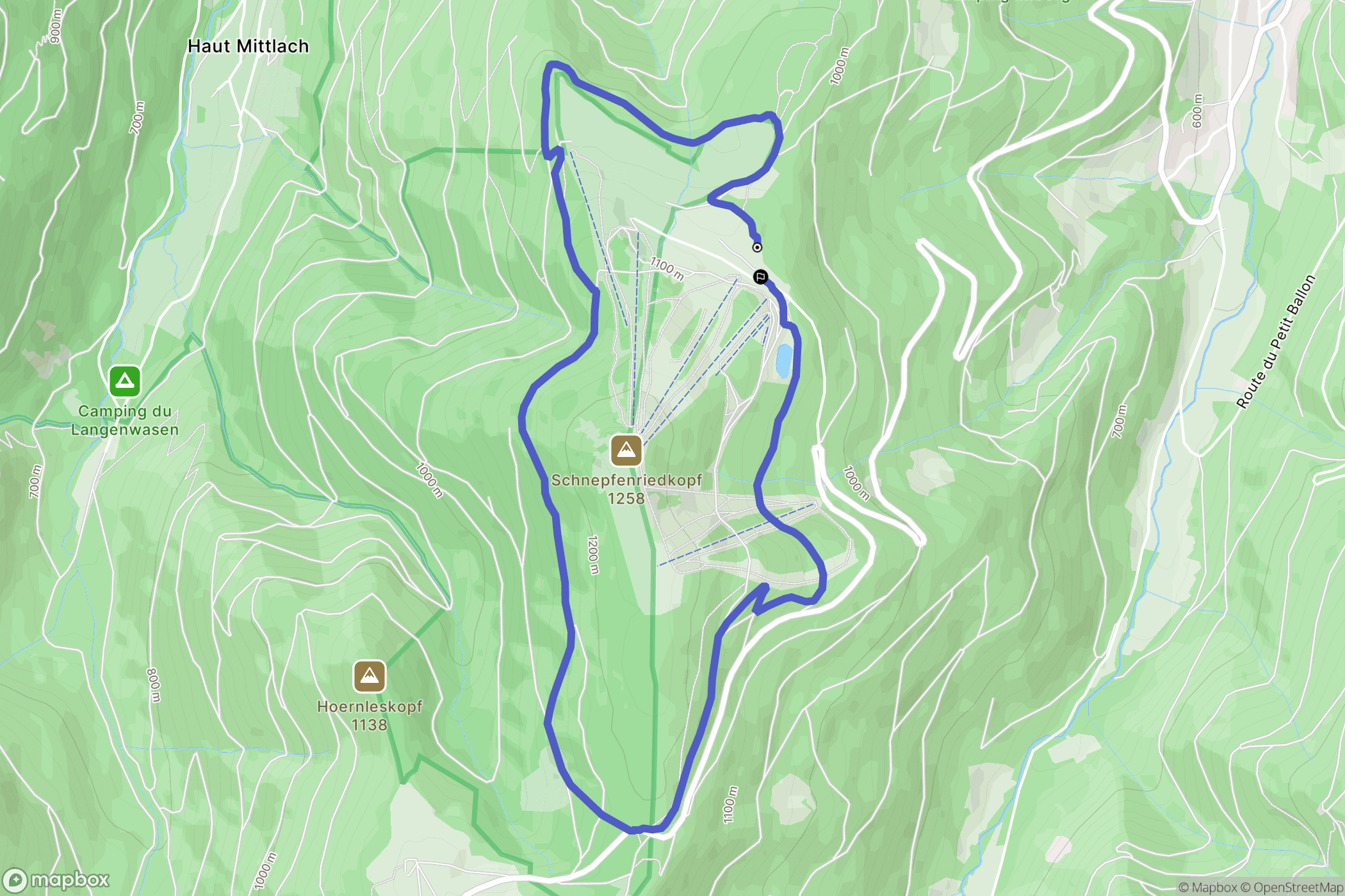 Le Schnepfenried : carte du parcours de randonnée - France