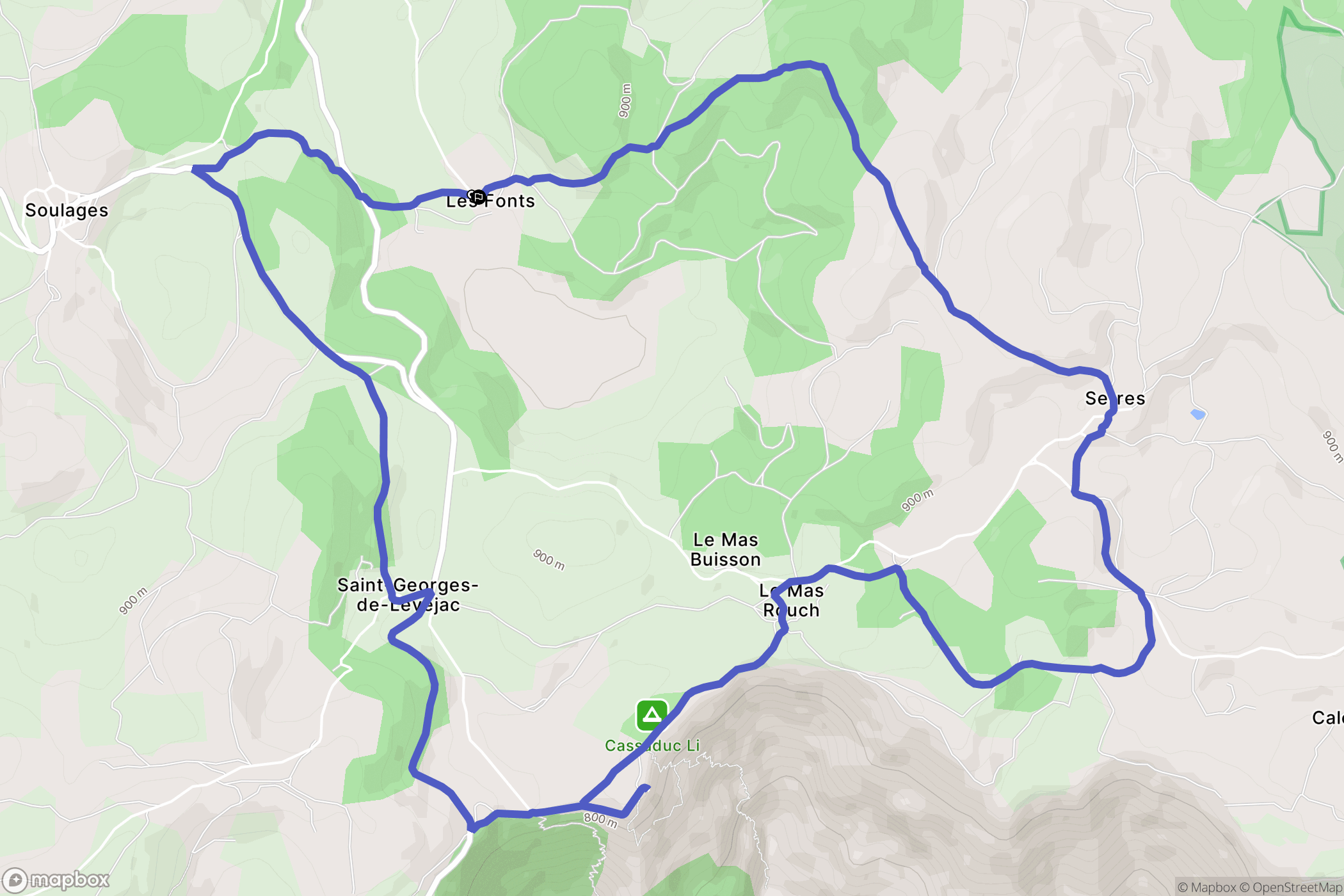 Saint-Georges-de-Lévéjac : carte du parcours de randonnée - France