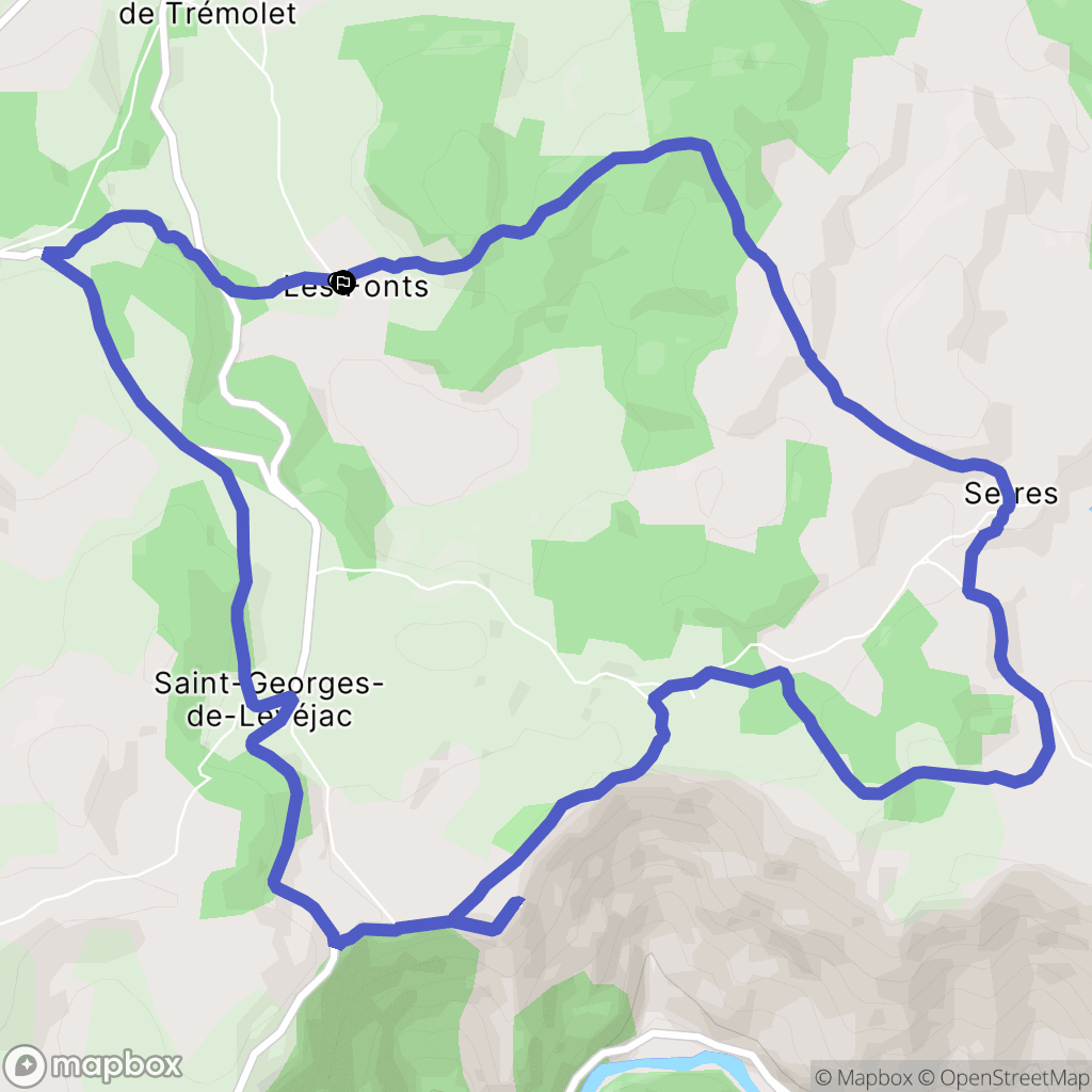 Saint-Georges-de-Lévéjac : carte du parcours de randonnée - France