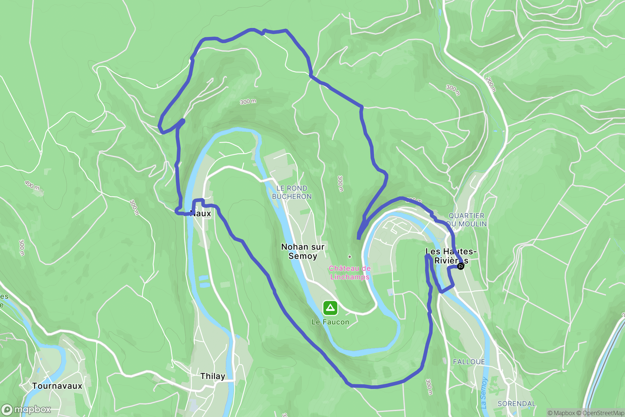 Hautes-Rivières : carte du parcours de randonnée - France