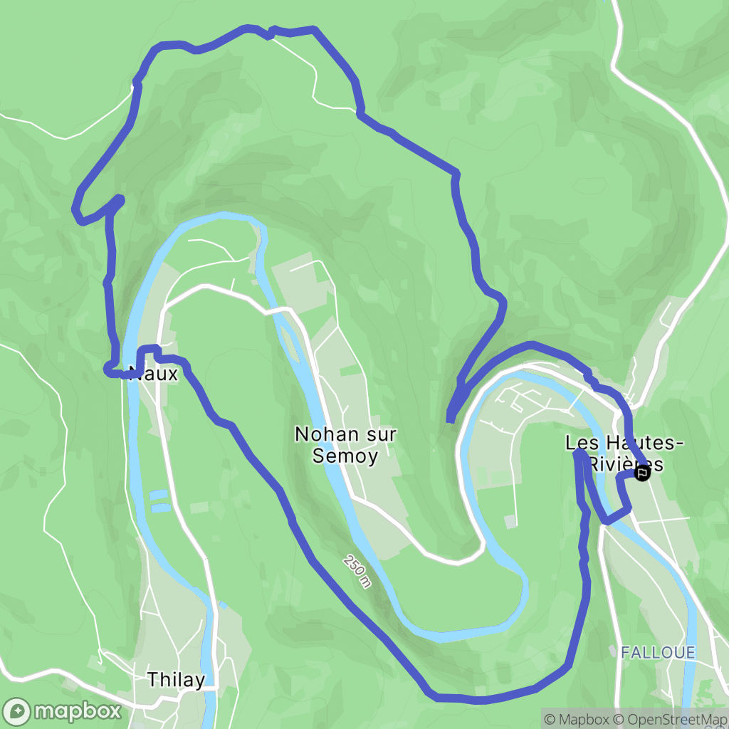 Hautes-Rivières : carte du parcours de randonnée - France